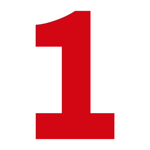 Red number 1 on a white background.