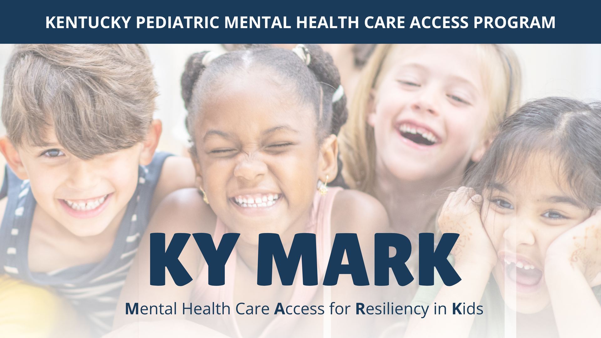 Four smiling children with the text 