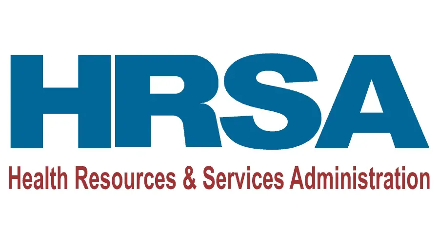 HRSA logo in blue and maroon; Health Resources & Services Administration text below.