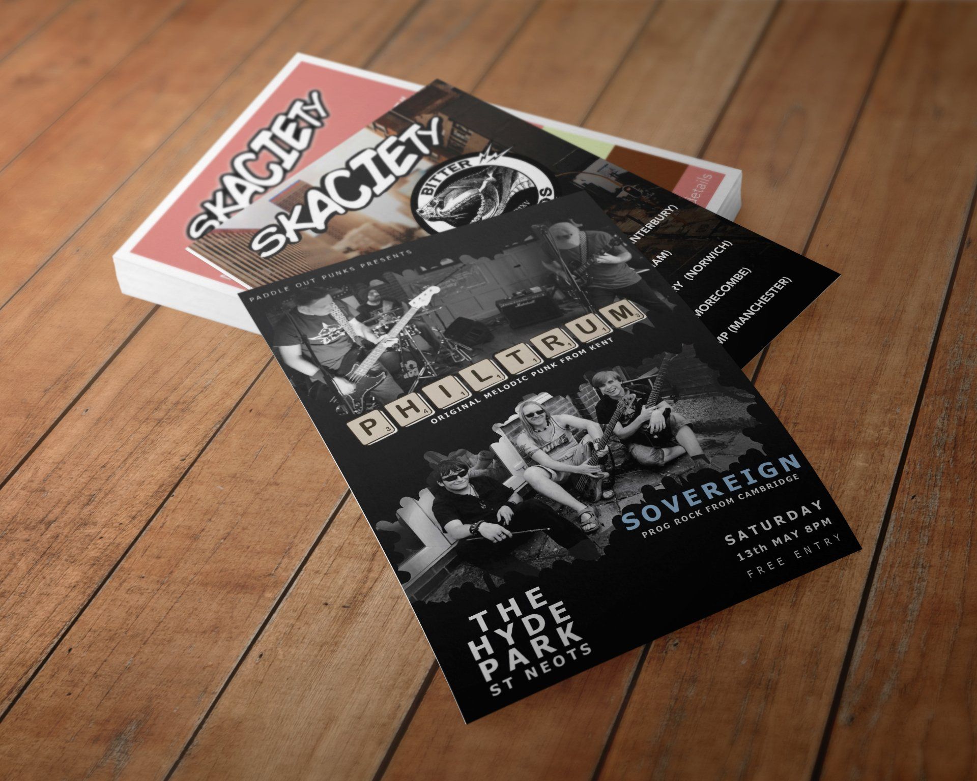 Various event flyers