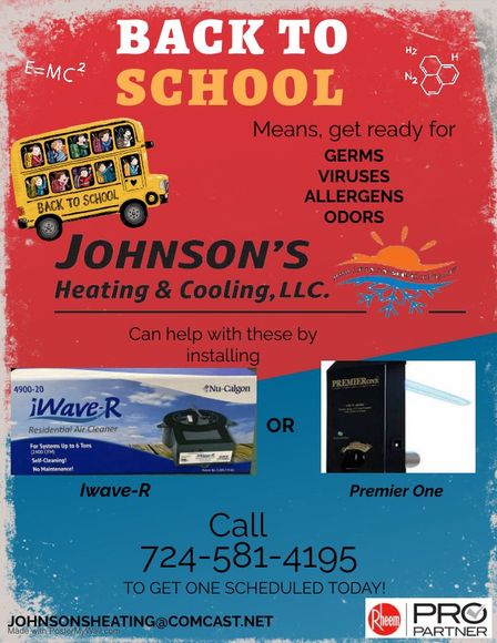 An Advertisement for Johnson 's Heating and Cooling Llc Back To School