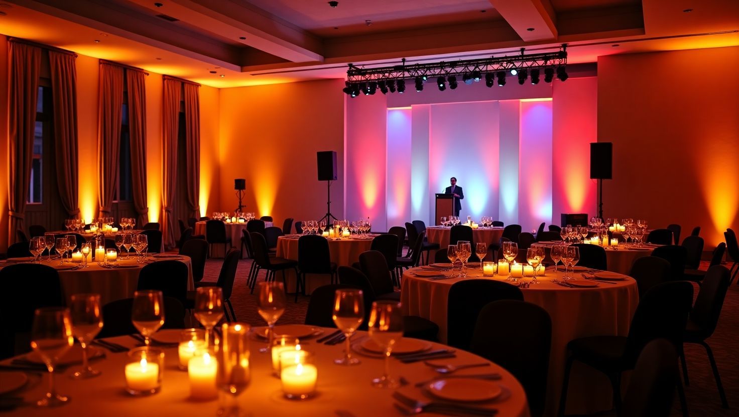 Professional Event Lighting and Sound Design Setup at a Luxury Venue.