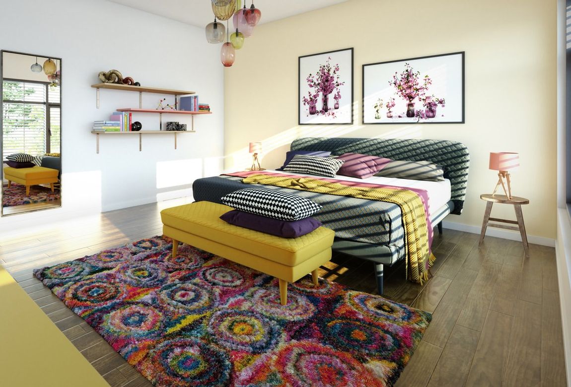 Bed room interior carpet