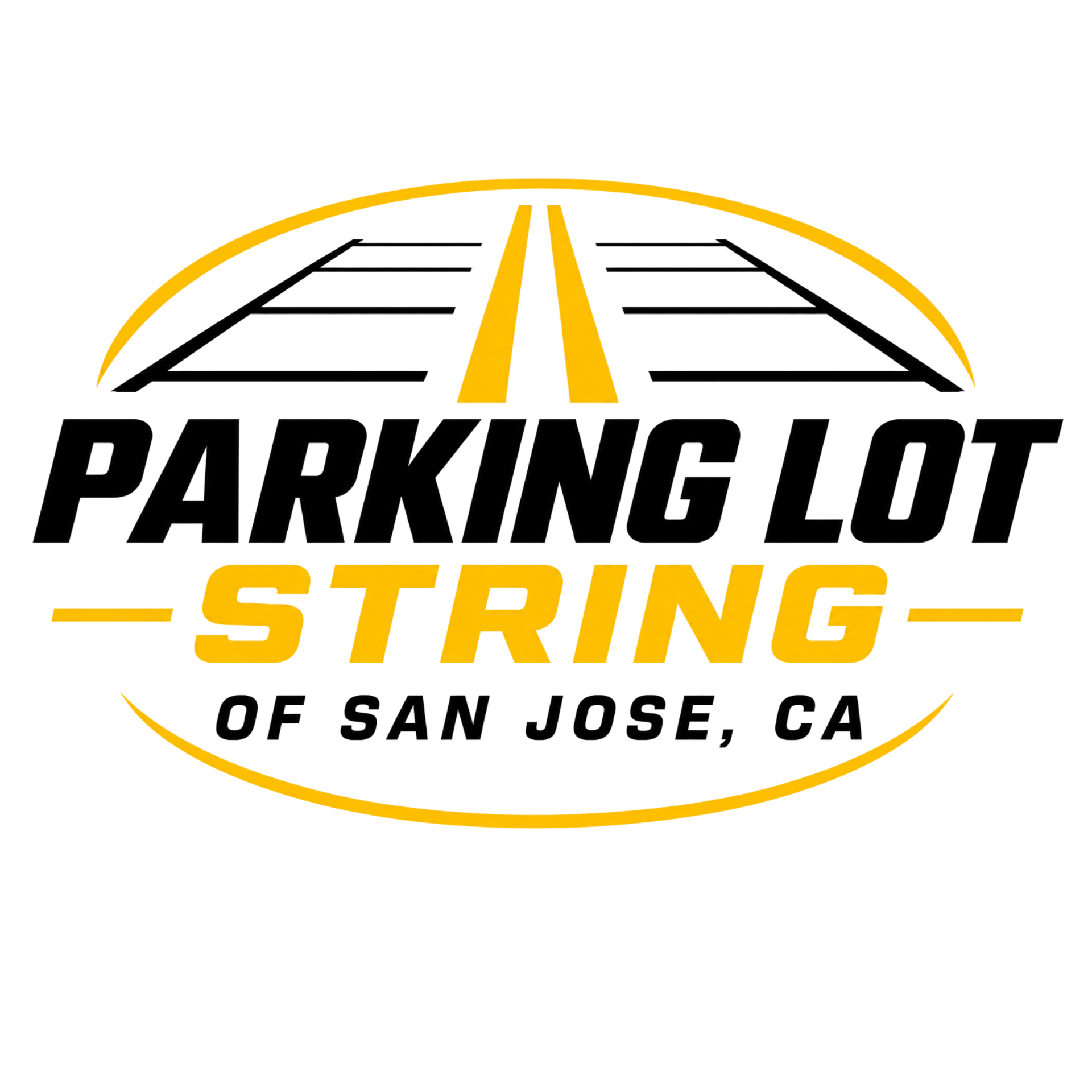 Parking Lot Striping of Long Beach CA logo with sunset design and professional pavement marking branding