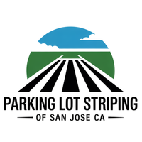 Parking Lot Striping of Long Beach CA logo with sunset design and professional pavement marking branding
