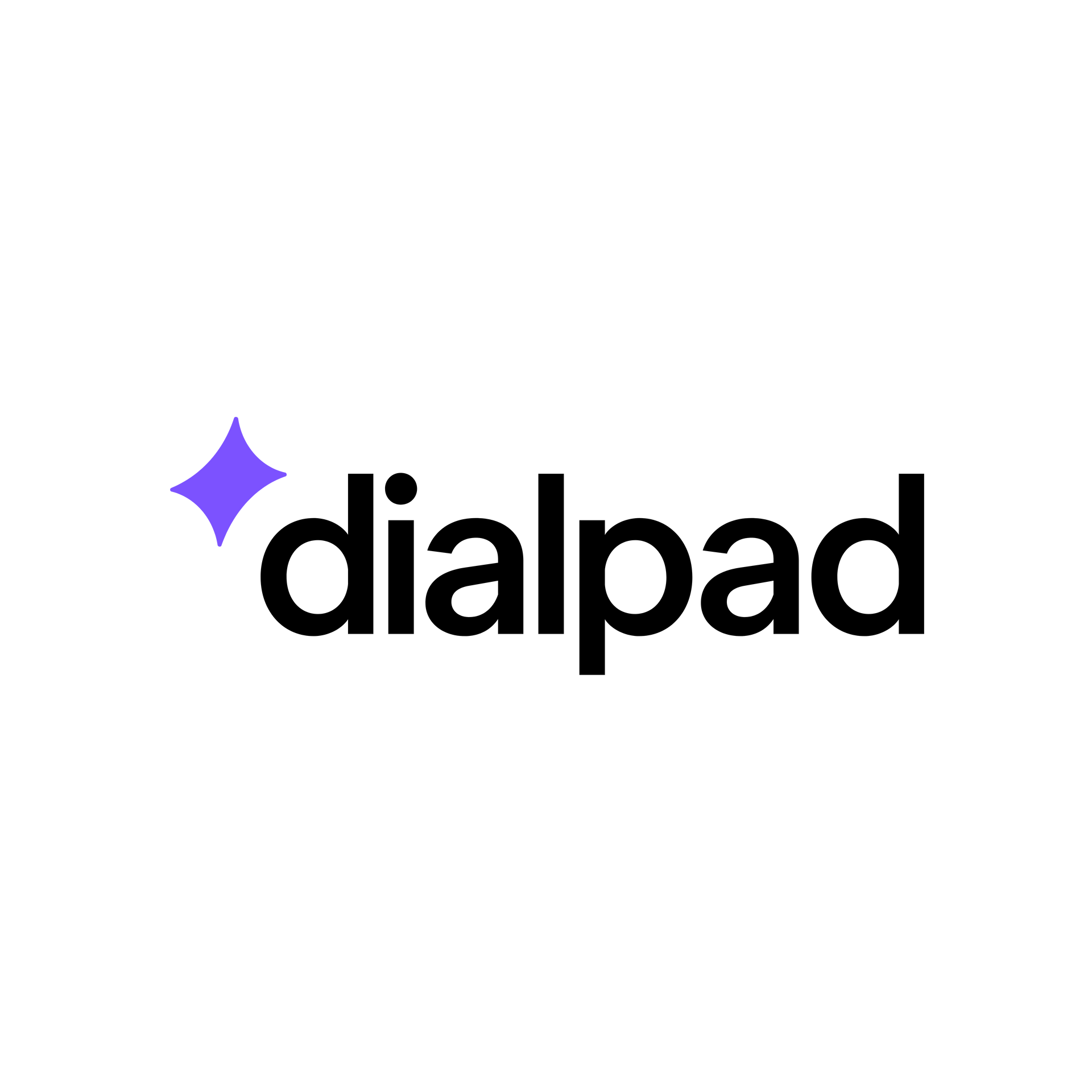 Dialpad logo with a purple star icon and black lowercase text on a white background