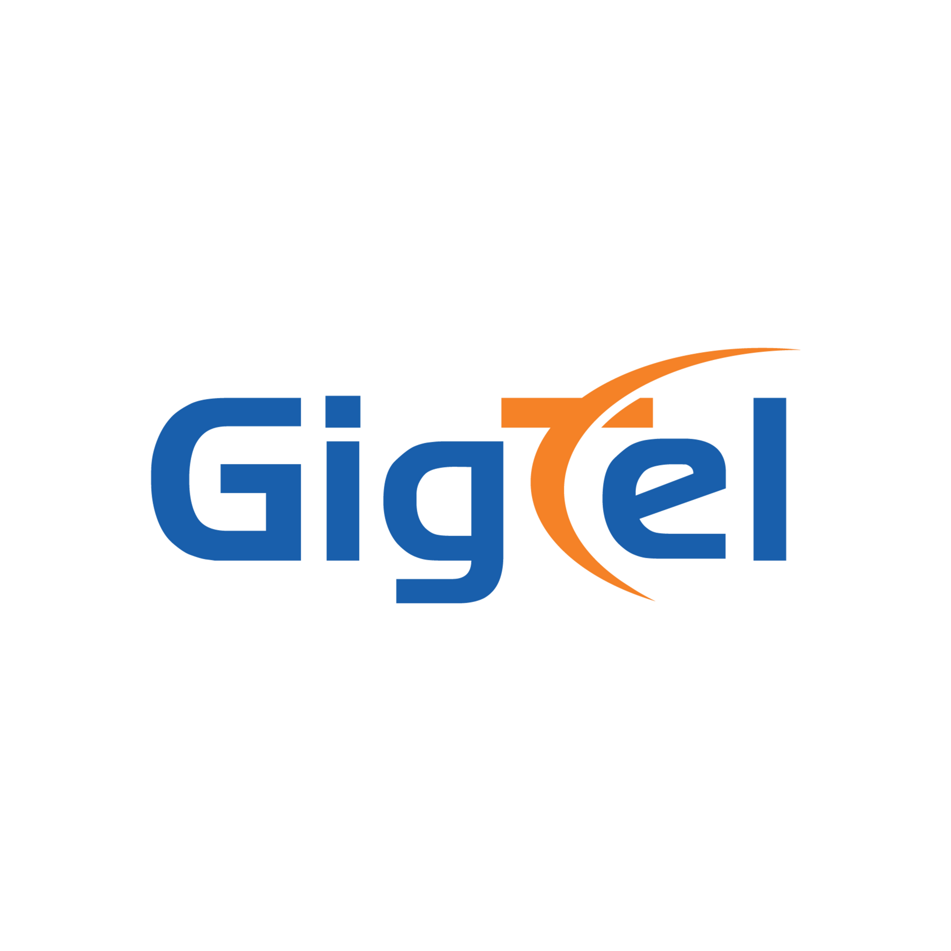 GigTel logo in blue and orange on a white background