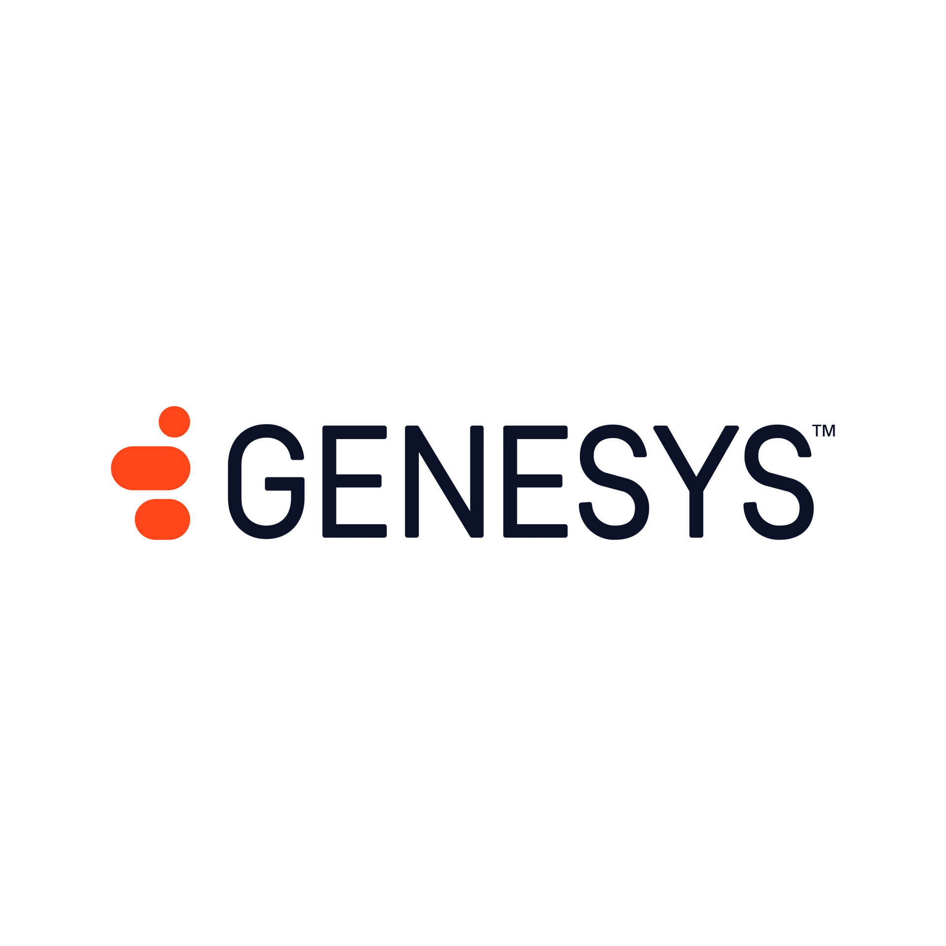 Genesys logo in dark blue and orange on a white background