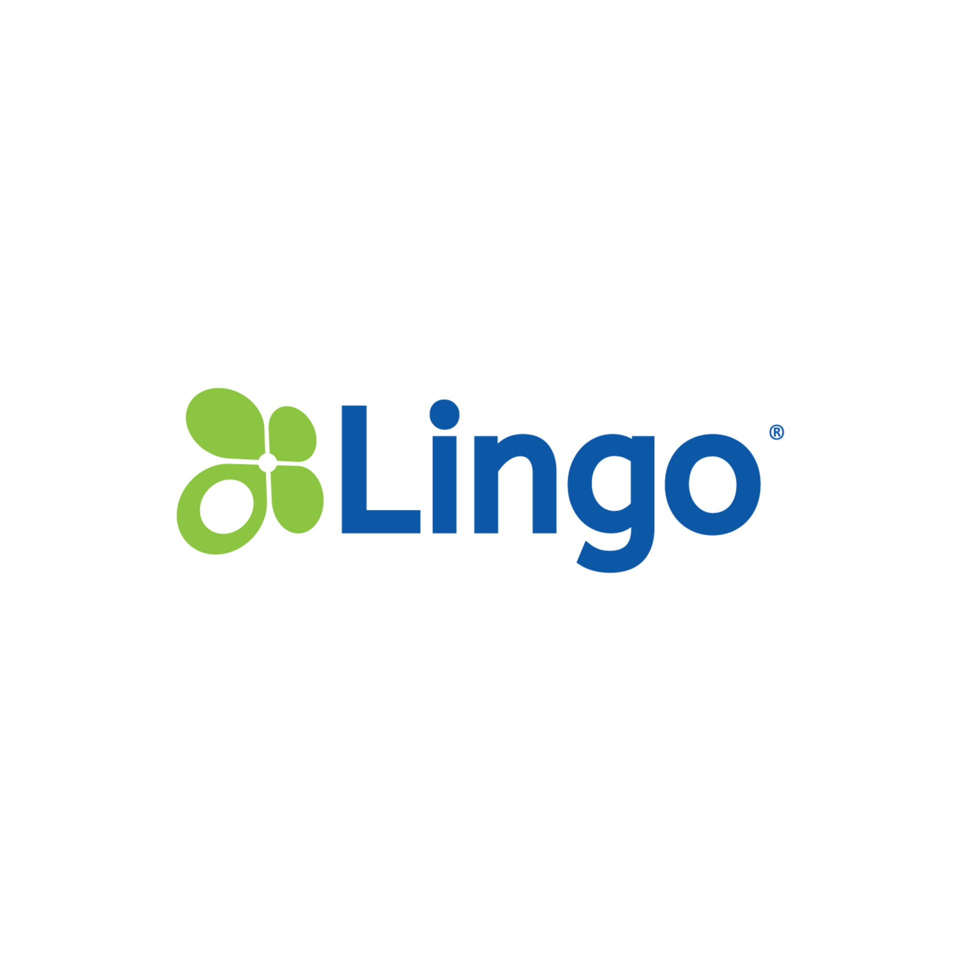Lingo logo with green icon and blue text on a white background