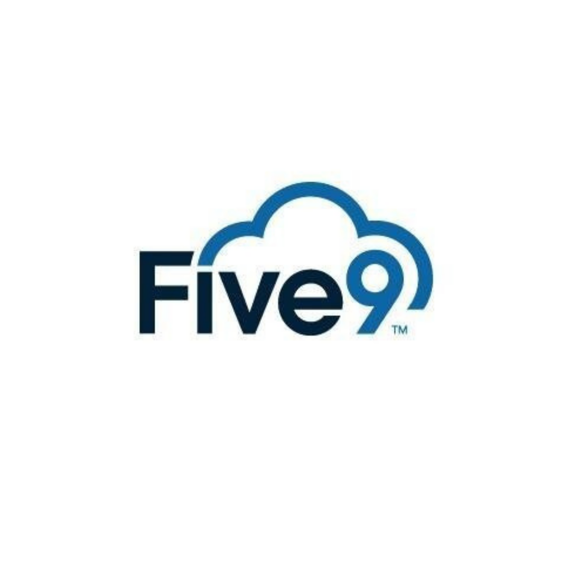 Five9 logo with blue cloud outline and dark blue text on a white background