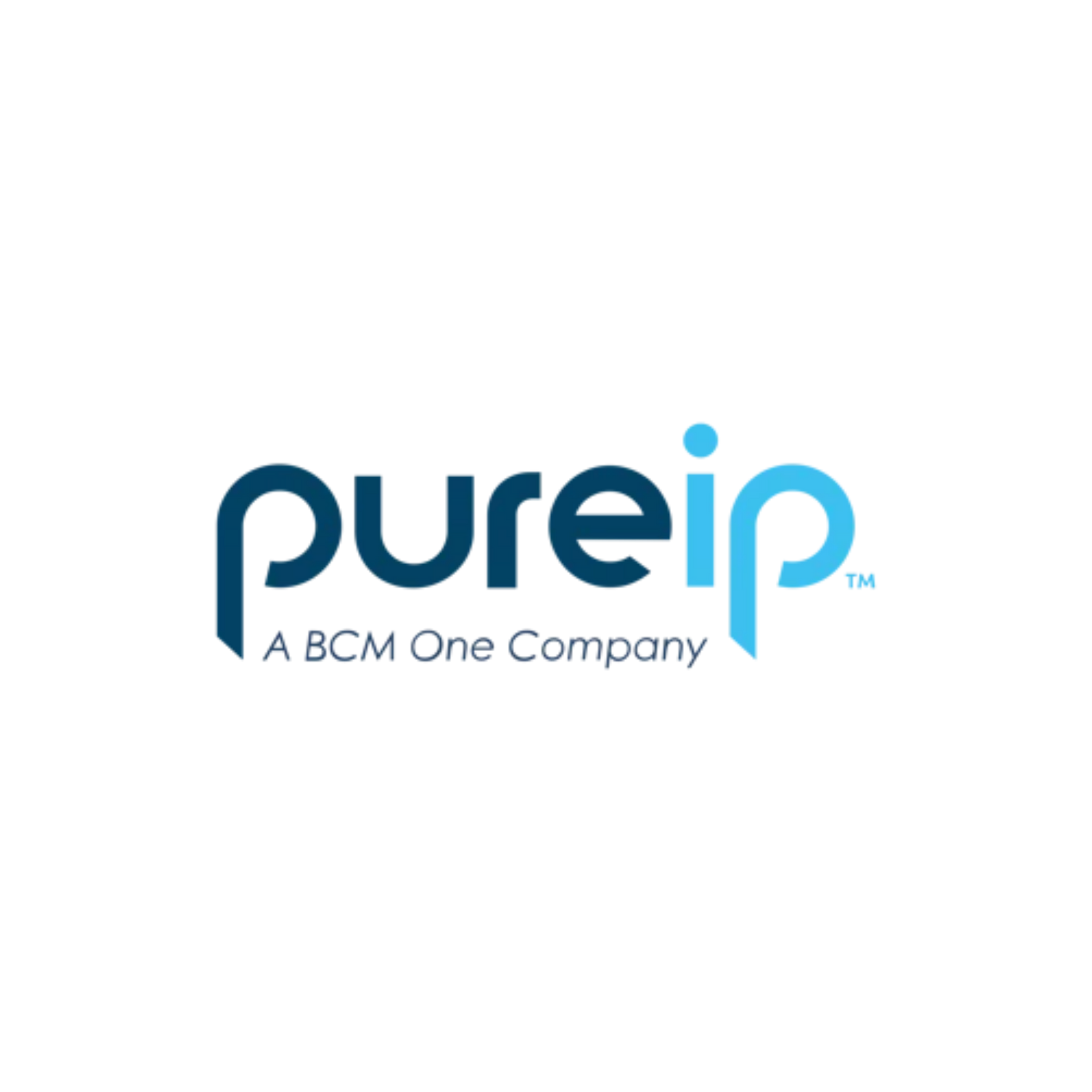 PureIP logo in blue and light blue on white background, with “A BCM One Company” beneath it