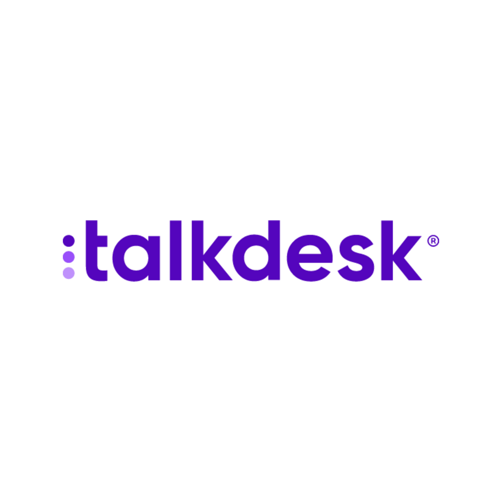 Talkdesk logo in purple on a white background