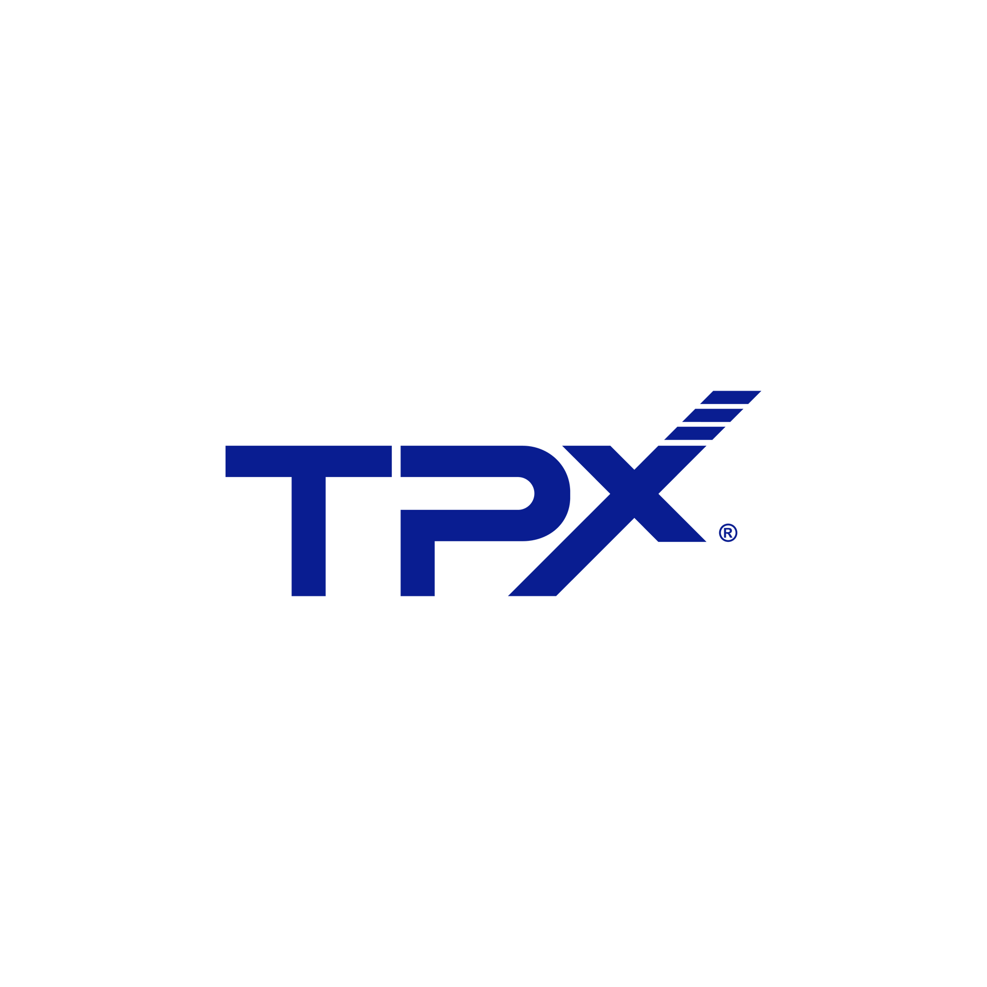 TPX logo in blue on a white background