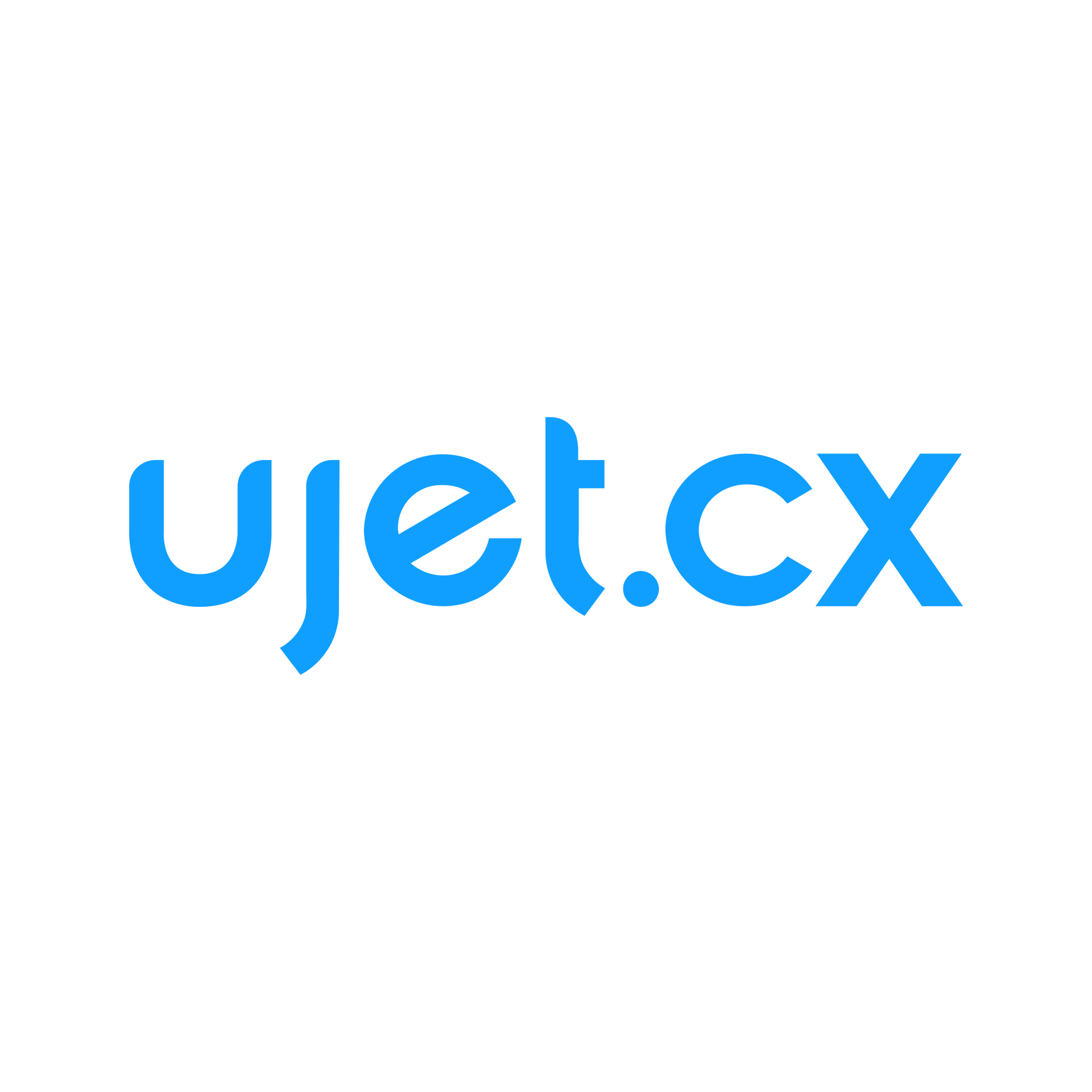 Ujet.cx logo in blue on a white background