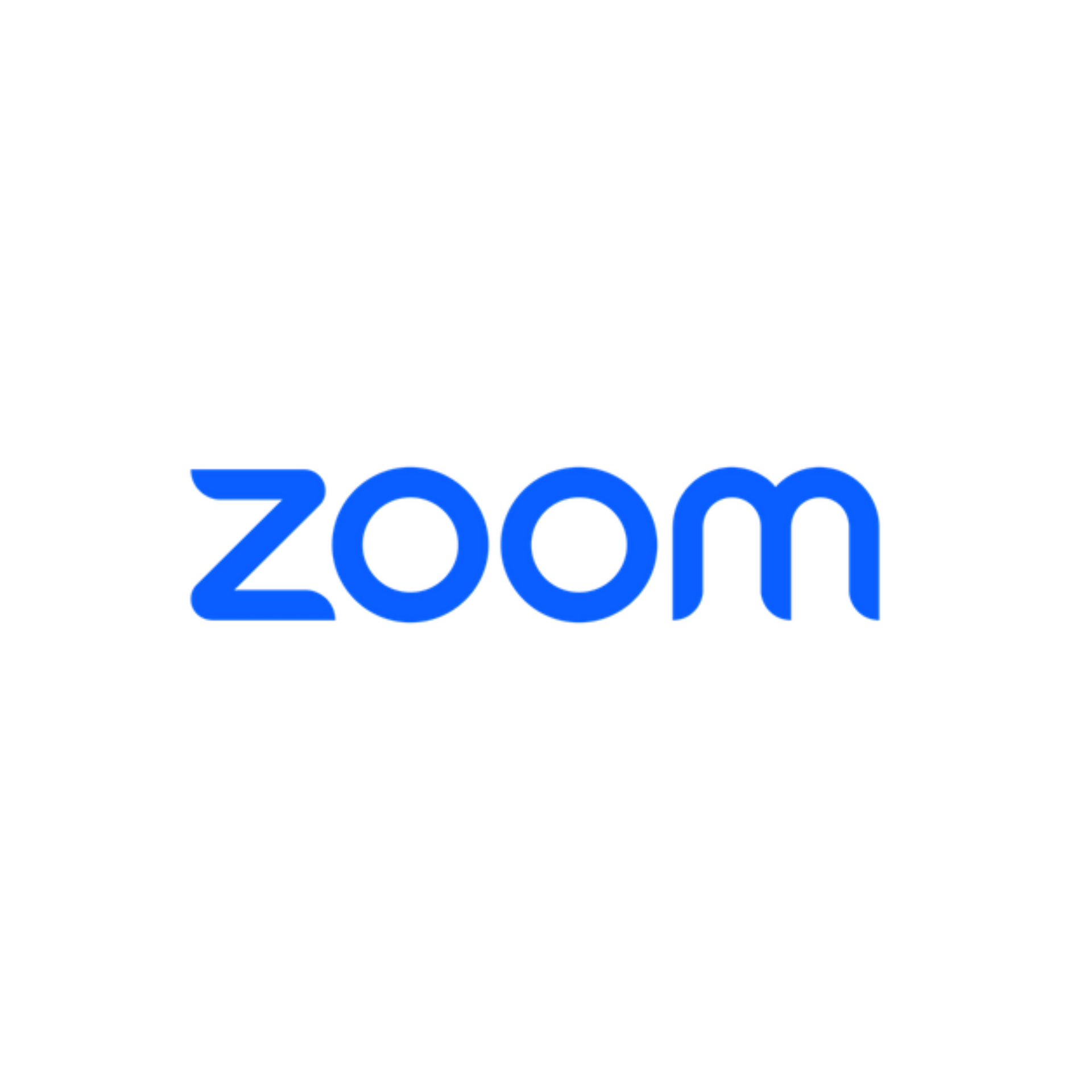Zoom logo in blue on a white background