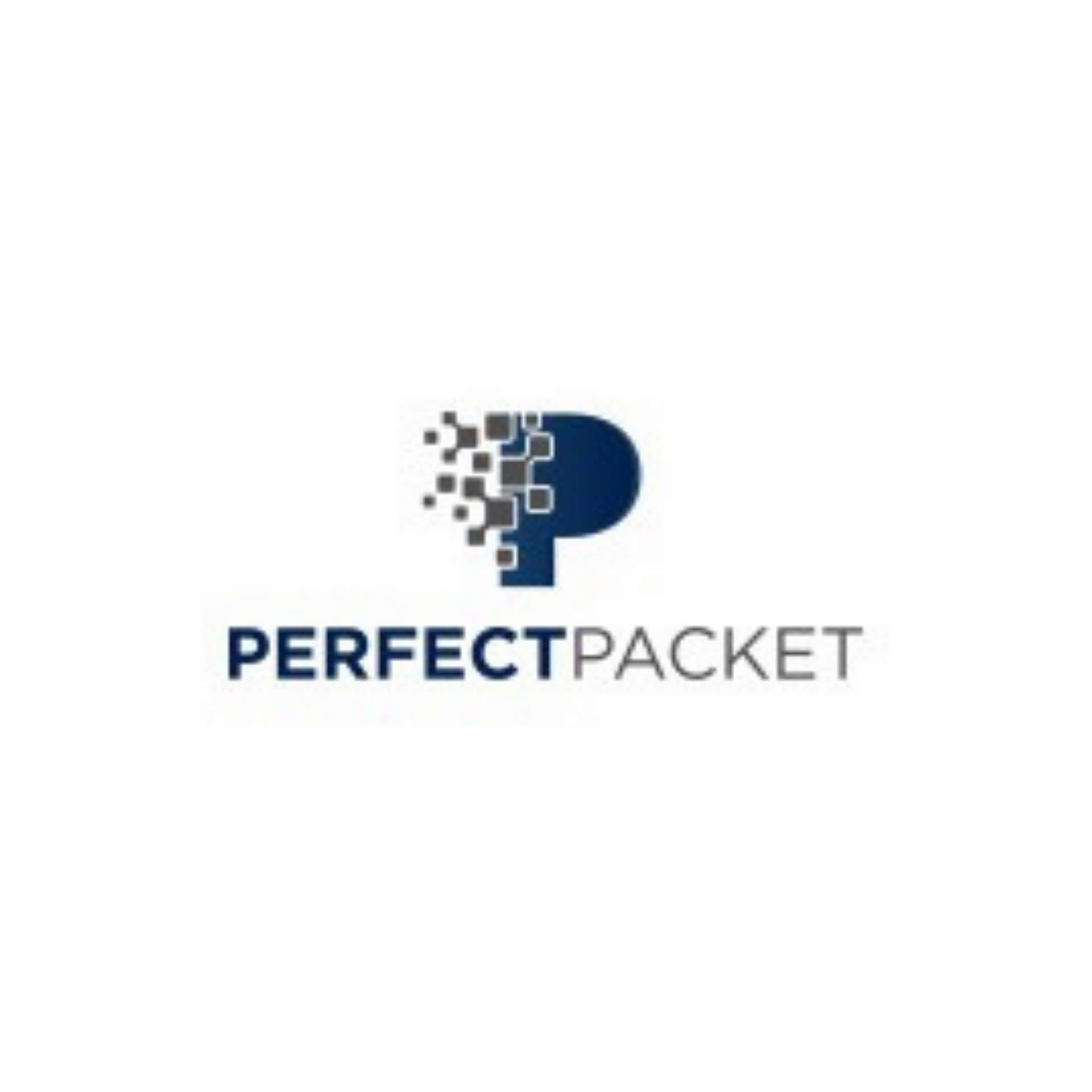 Perfect Packet logo with navy and gray stylized “P” icon on a white background