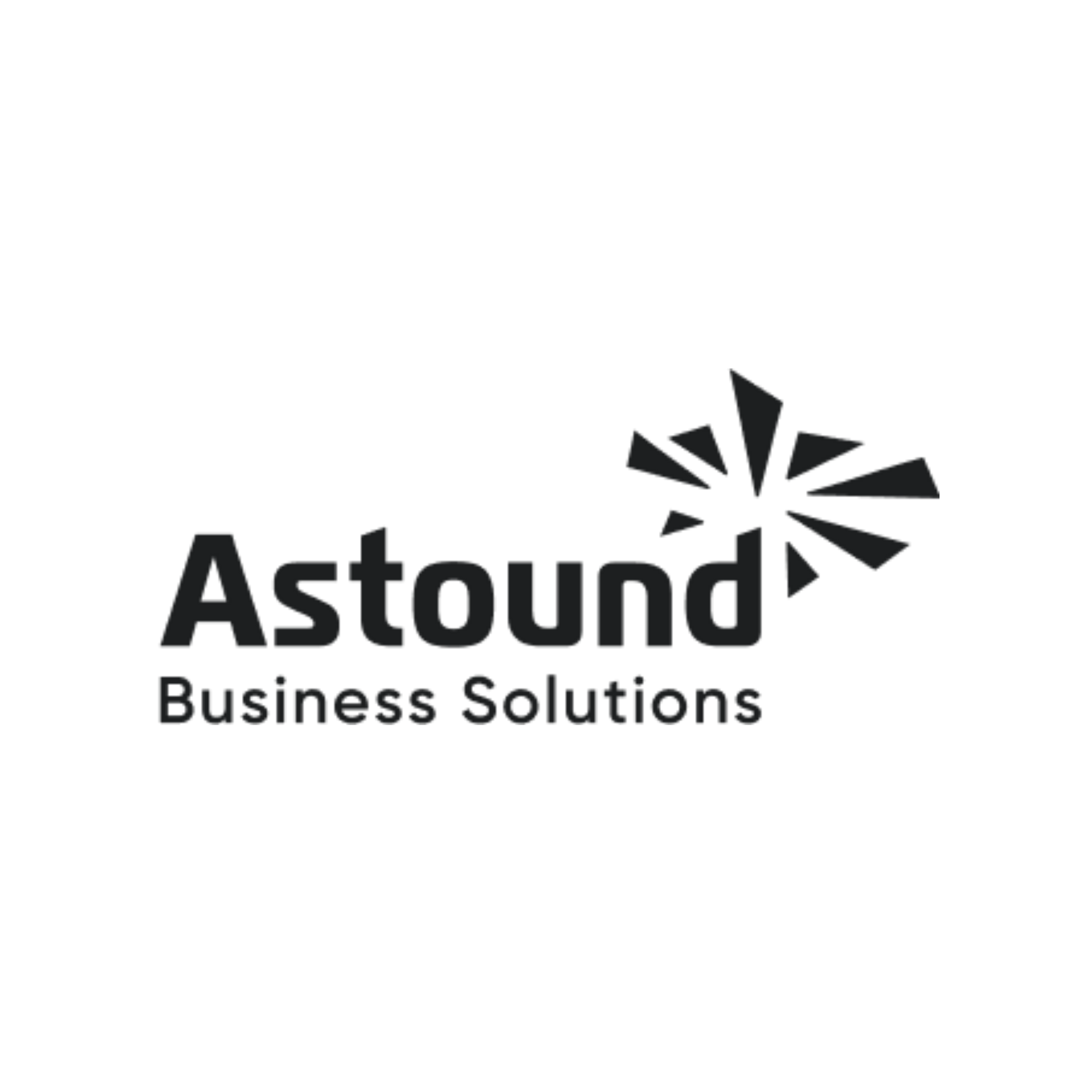 Astound Business Solutions logo in black with abstract starburst icon