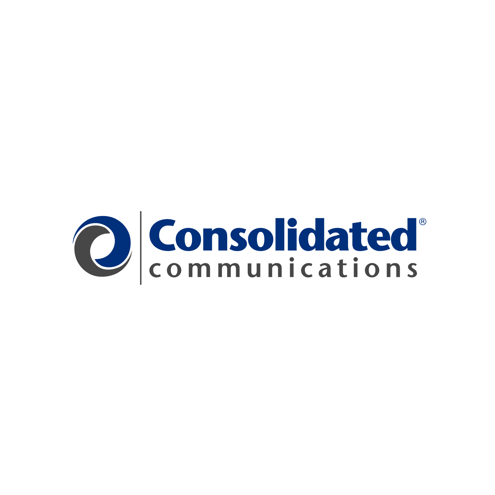 Consolidated Communications logo in blue and gray on a white background