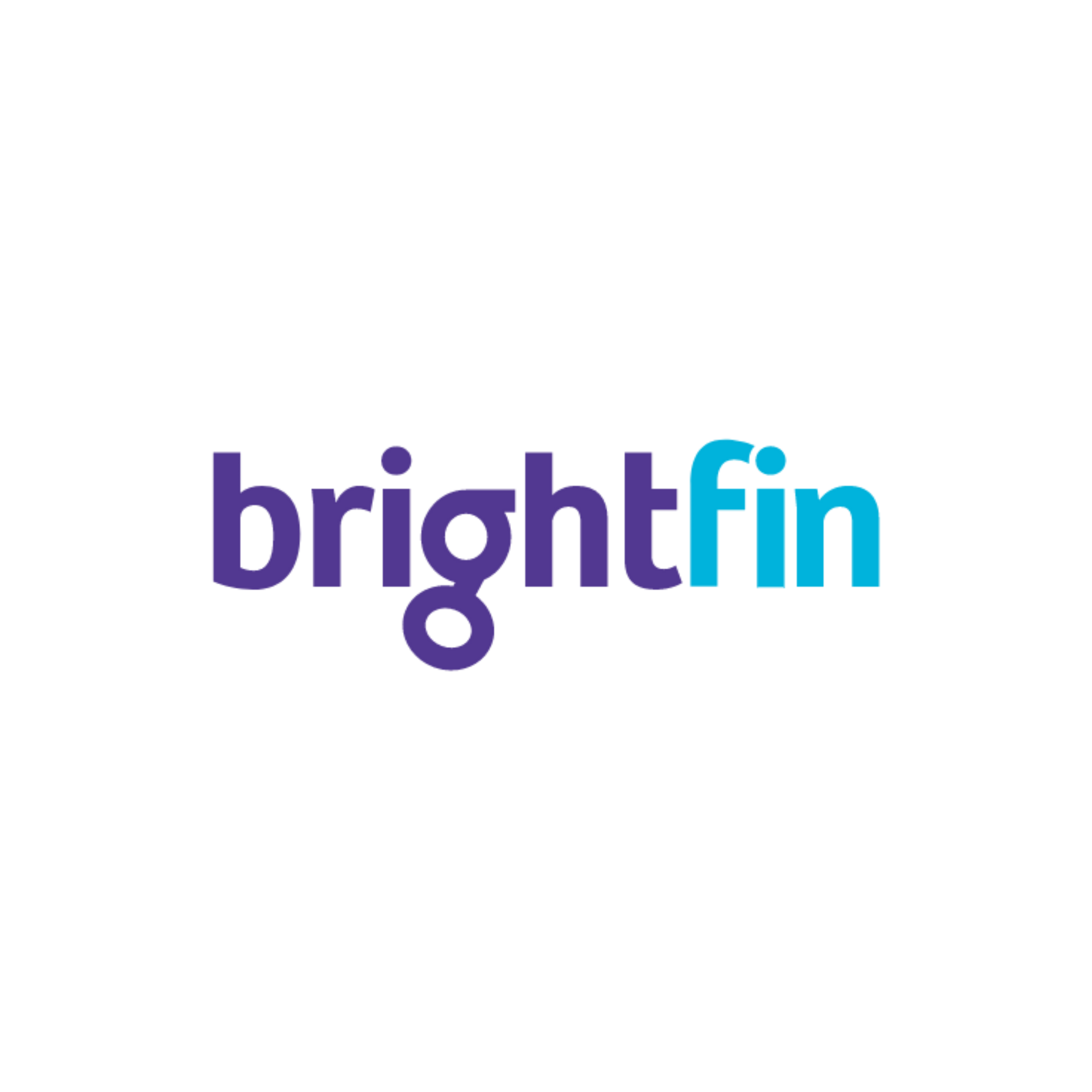 Brightfin logo in purple and blue text on a white background