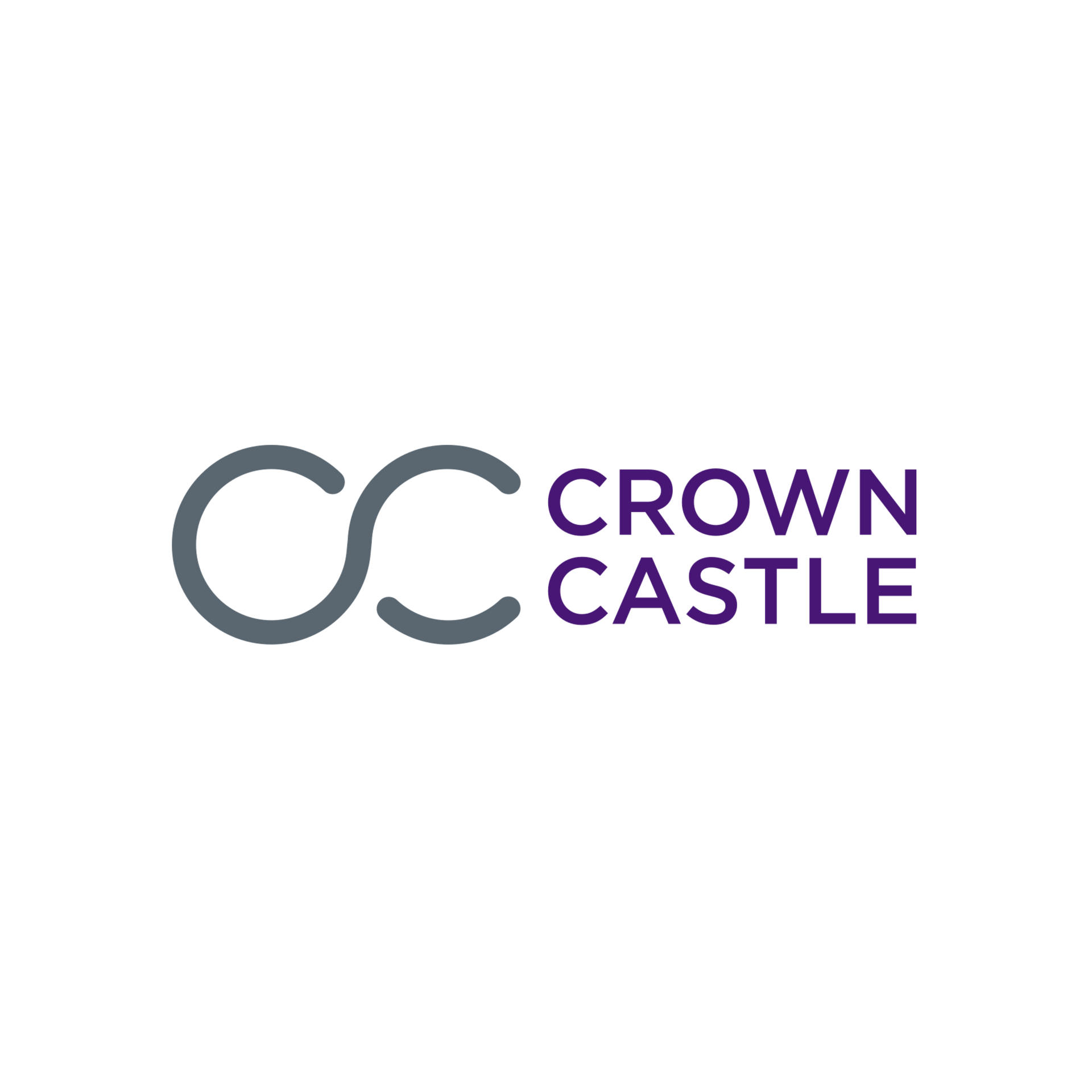 Crown Castle logo with gray interlocking C and purple text on white background