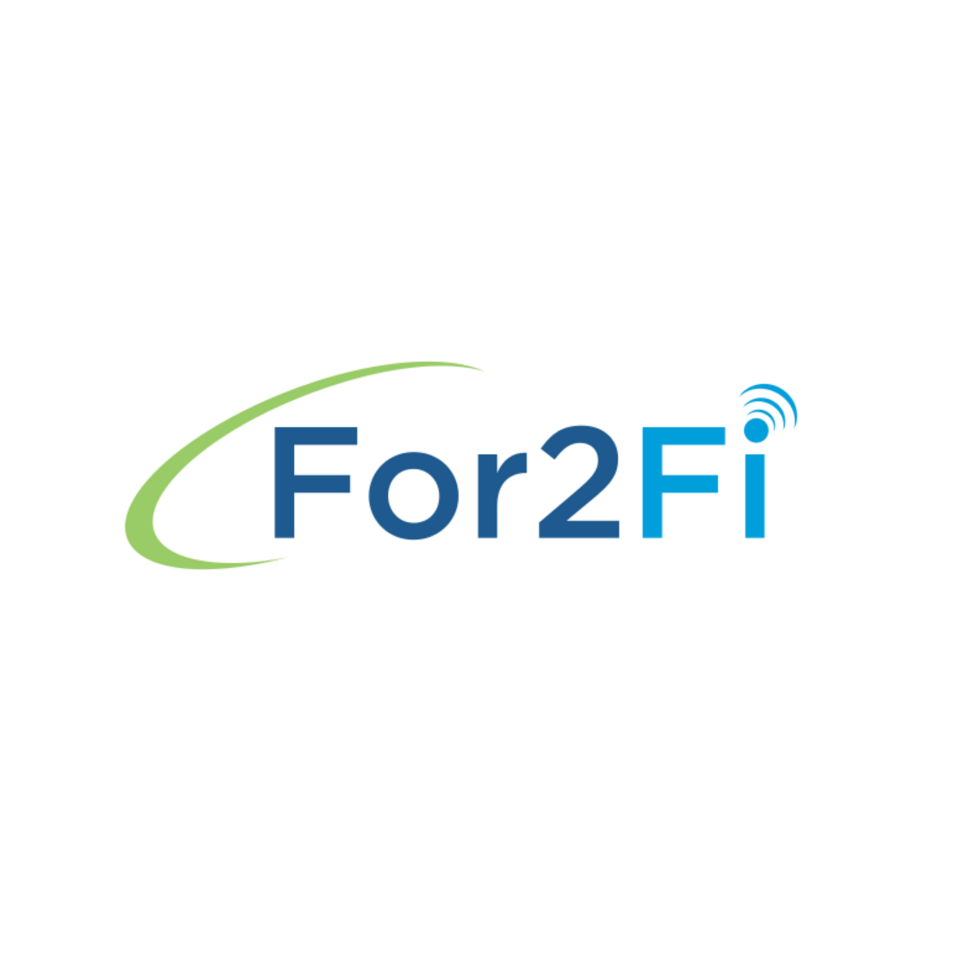 For2Fi logo in blue with a green swoosh and wireless signal icon on a white background