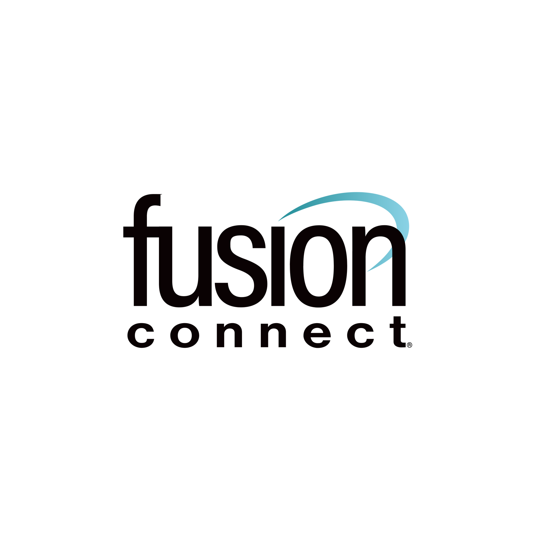 Fusion Connect logo in black with a light blue arc above the word “fusion” on a white background