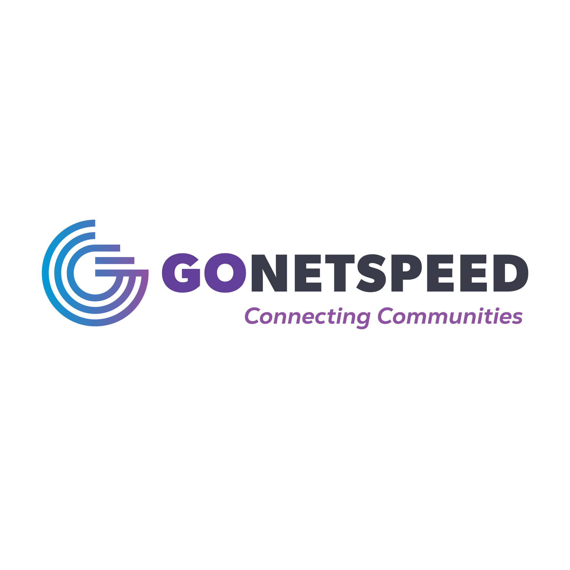 GONETSPEED logo in blue and purple with the tagline “Connecting Communities”