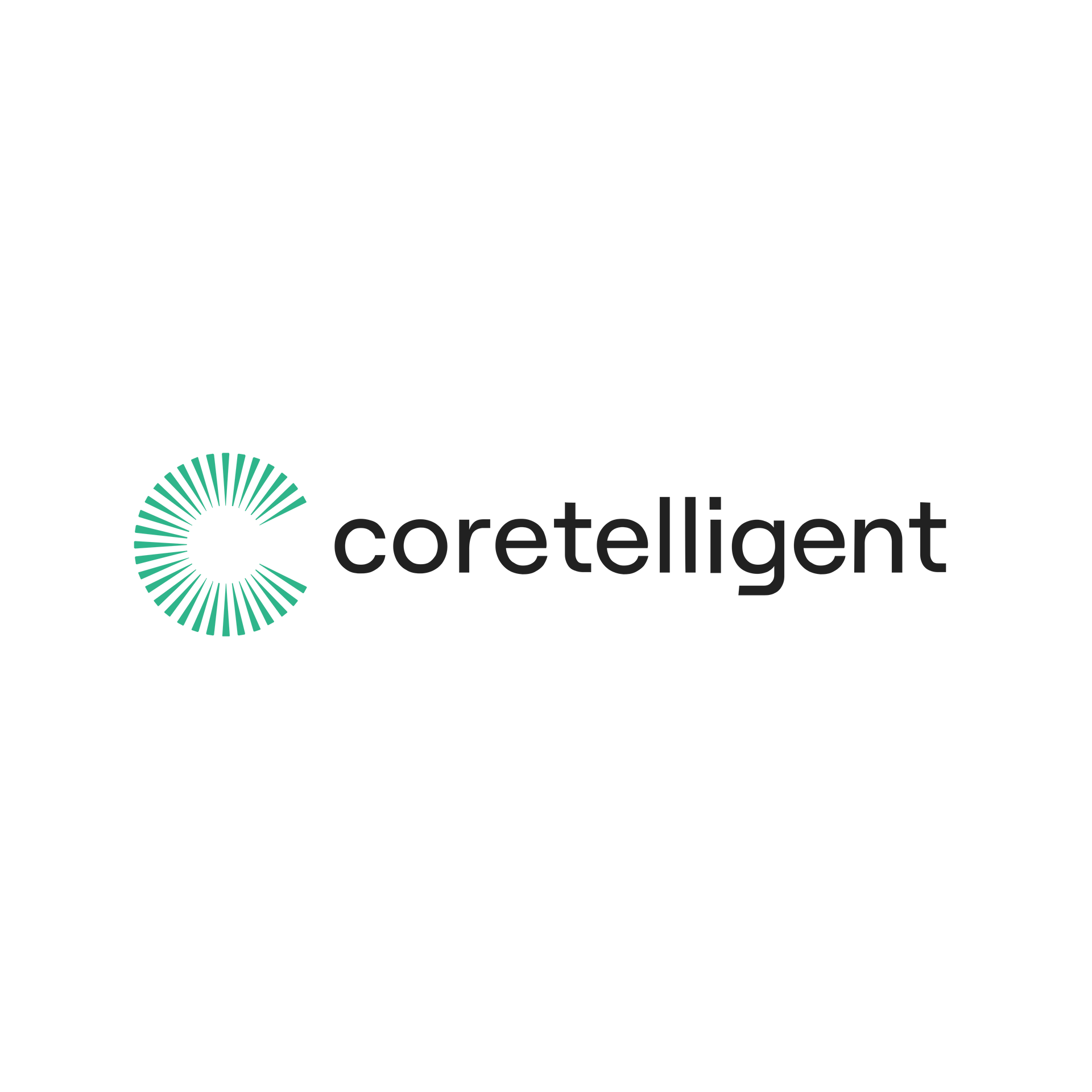Coretelligent logo with green circular icon and black text on a white background