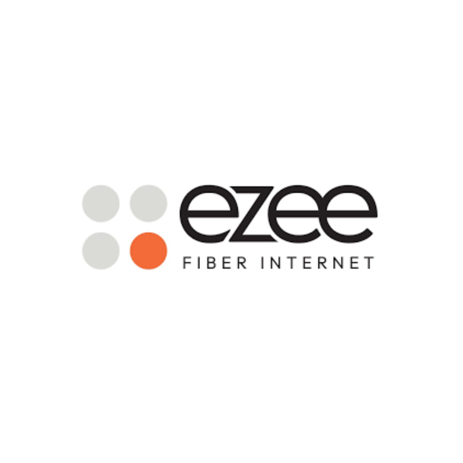 Ezee Fiber Internet logo with four dots, including one orange dot, on a white background