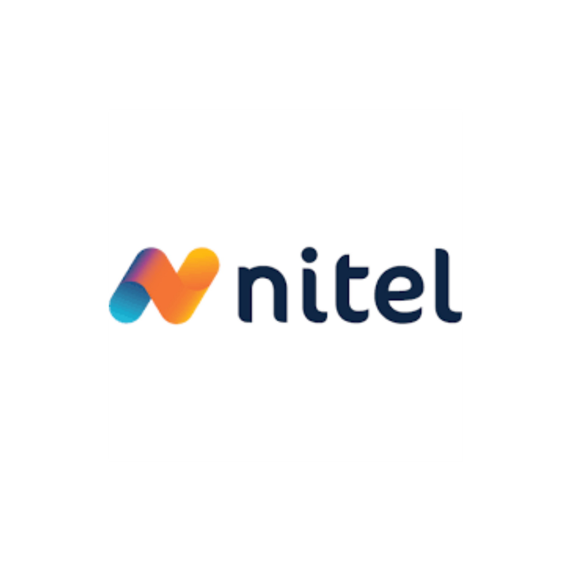 Nitel logo with gradient orange and blue icon and dark navy text on a white background
