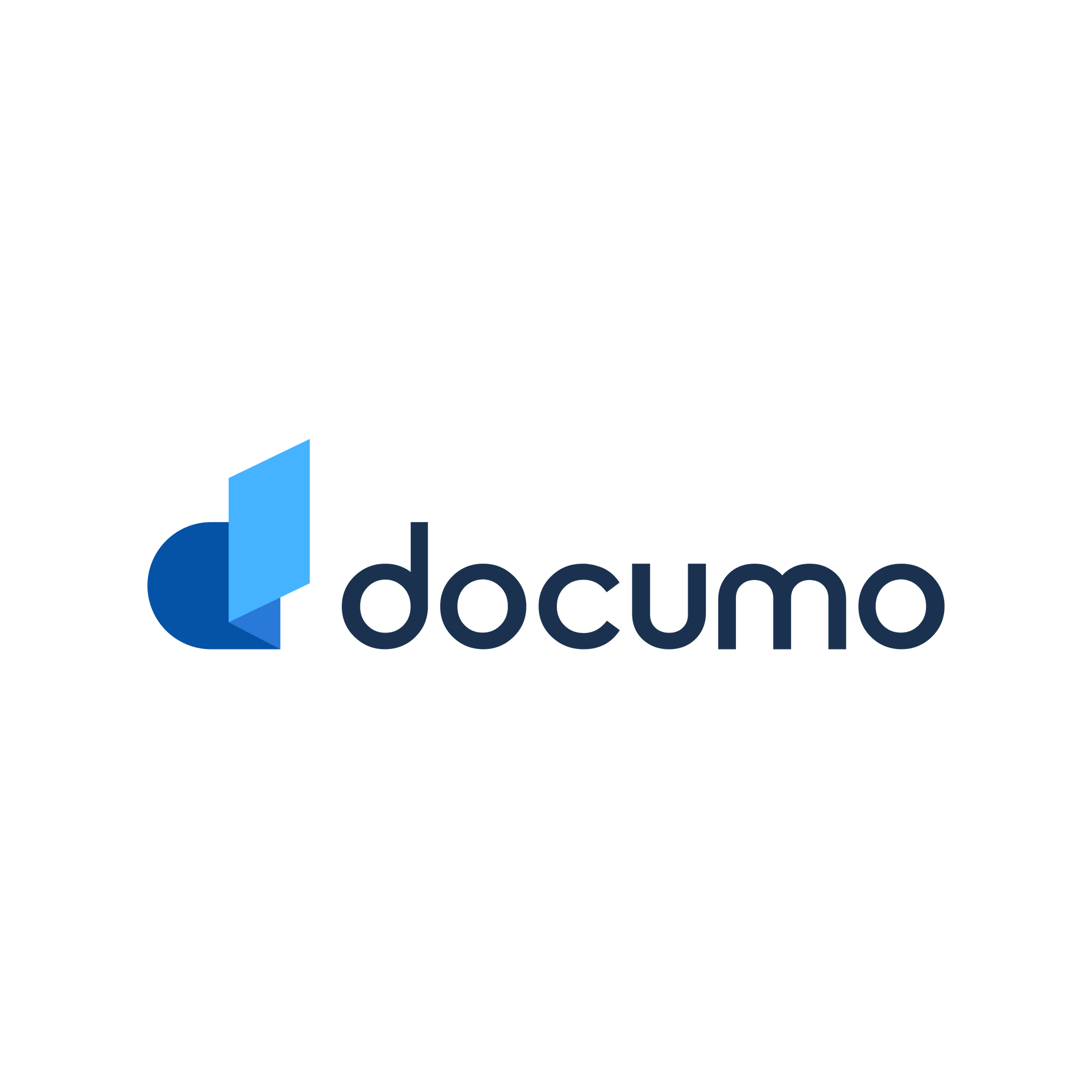 Documo logo in blue and dark gray text on a white background
