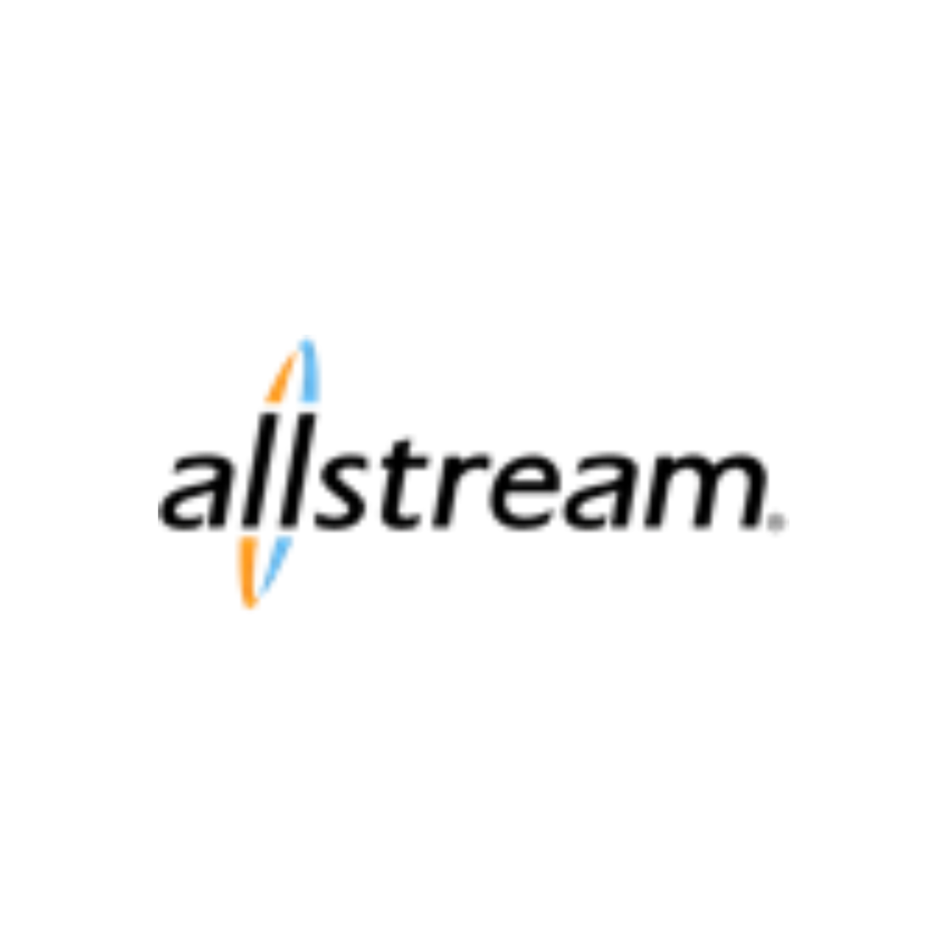 Allstream logo in black with orange and blue accent swoosh