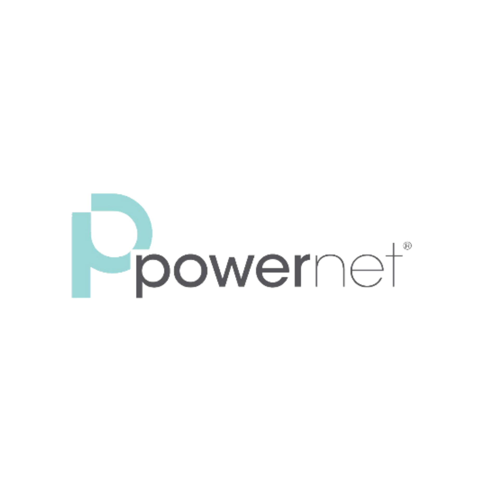 Powernet logo in teal and gray on a white background