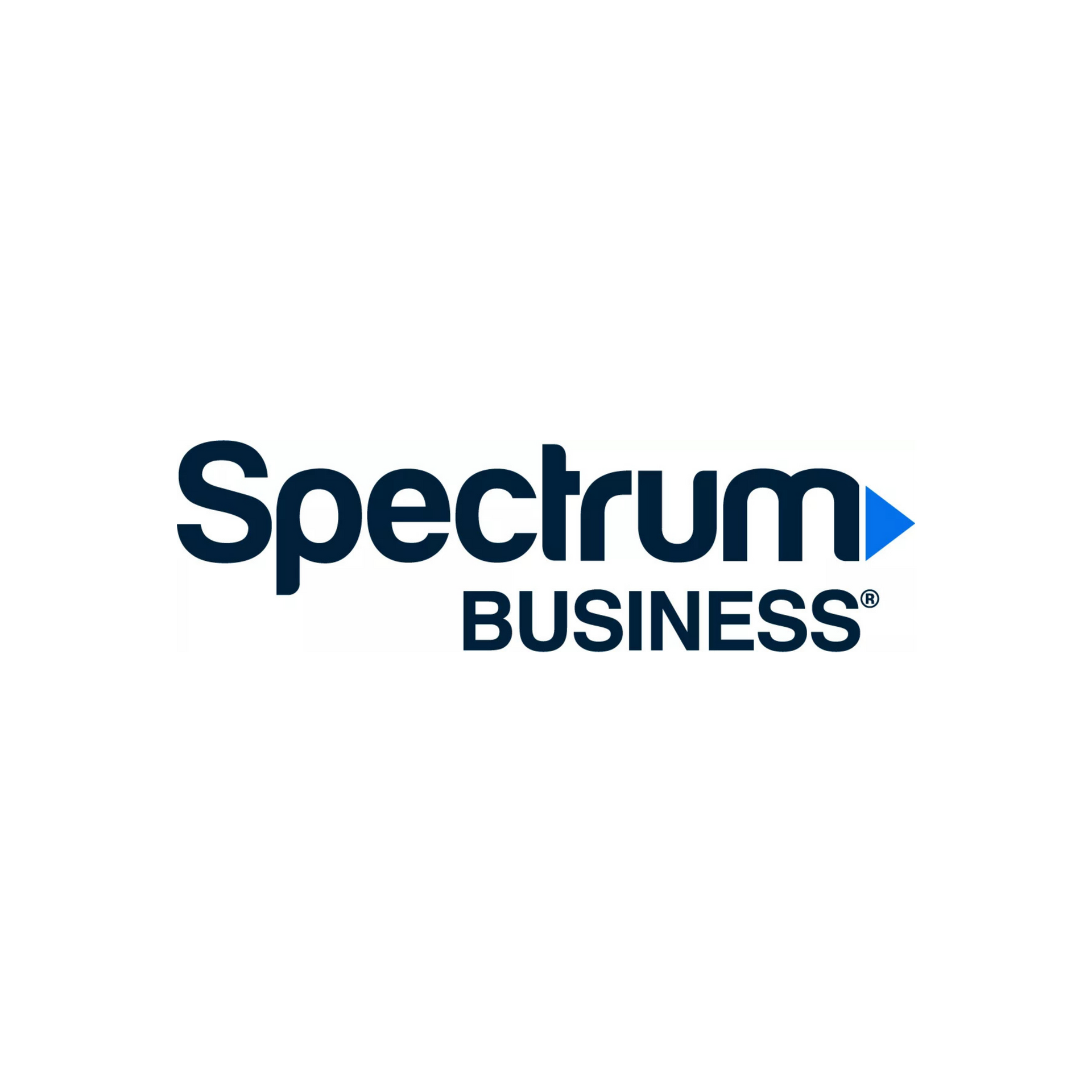 Spectrum Business logo in dark blue and light blue on a white background