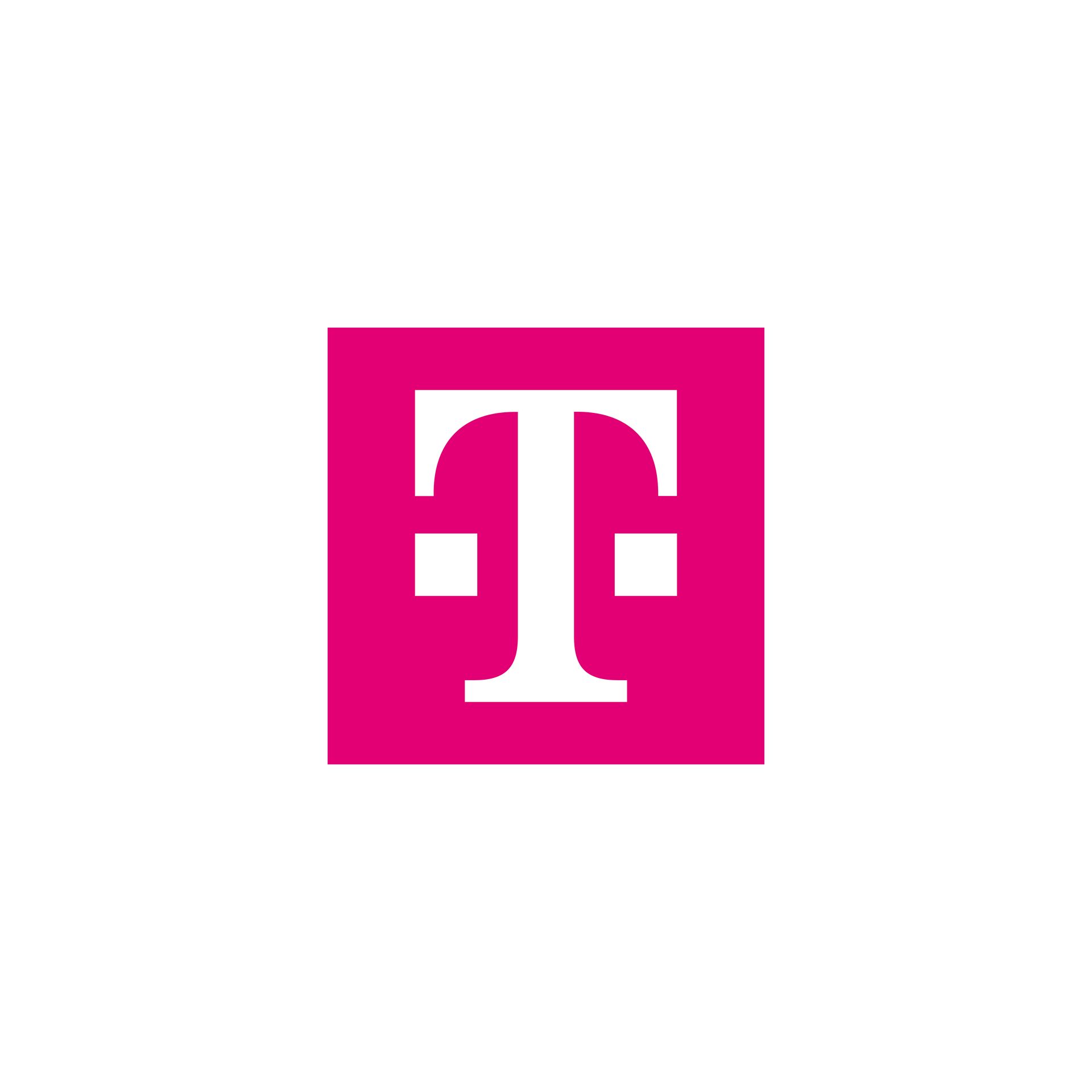 Magenta square with a white T logo and dots, T-Mobile brand mark