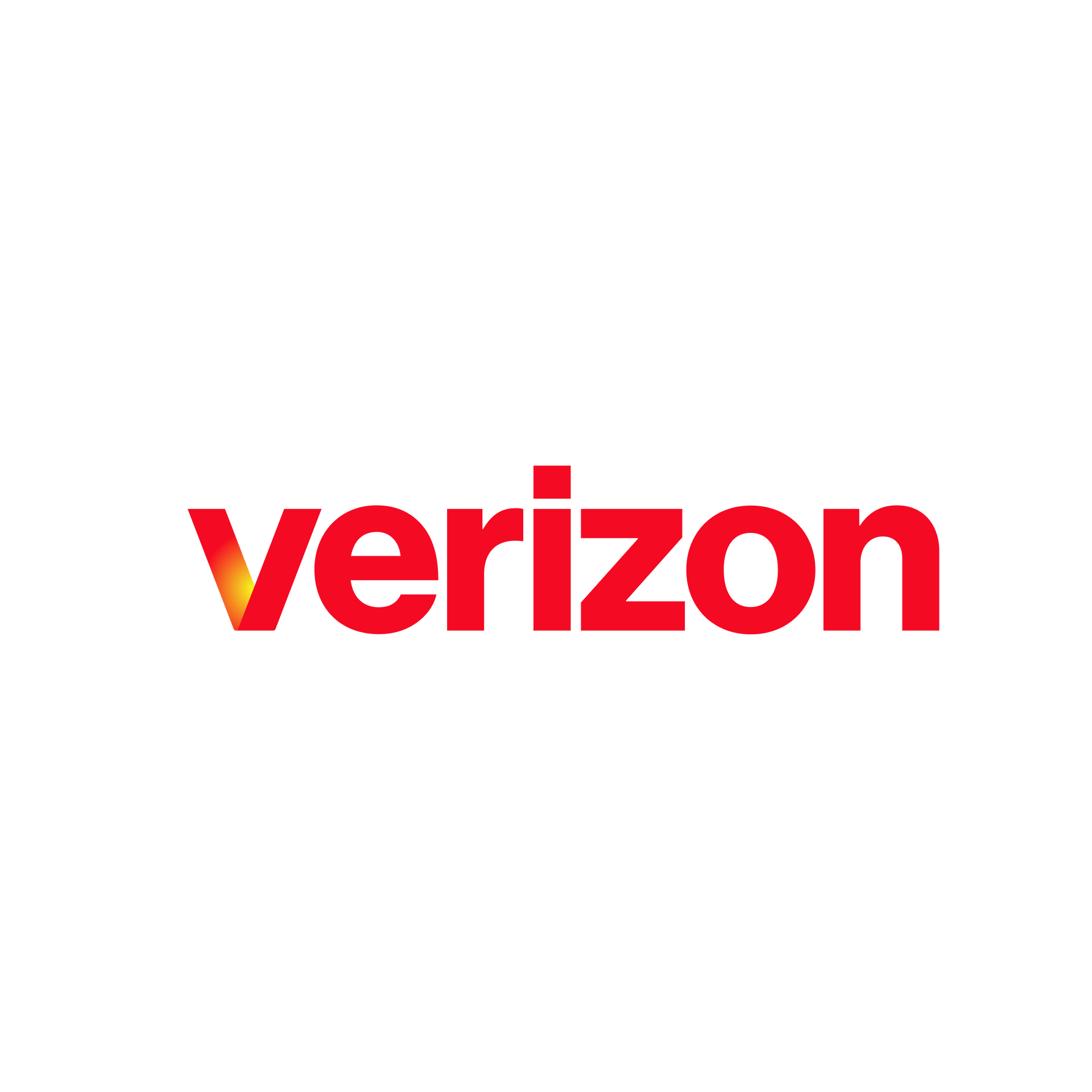 Verizon logo in red with a yellow-orange accent on the left, centered on a white background
