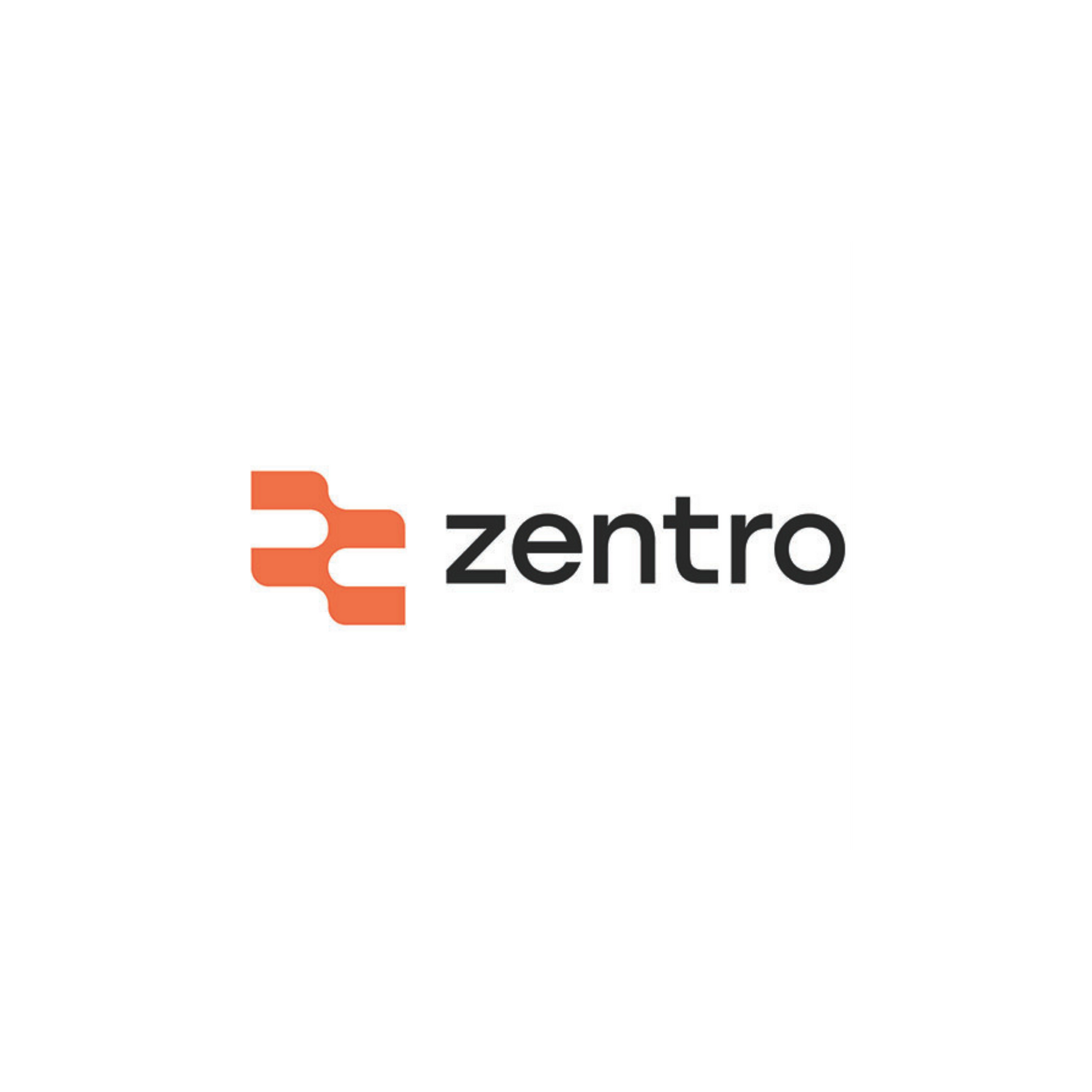 Zentro logo with orange icon and black text on white background