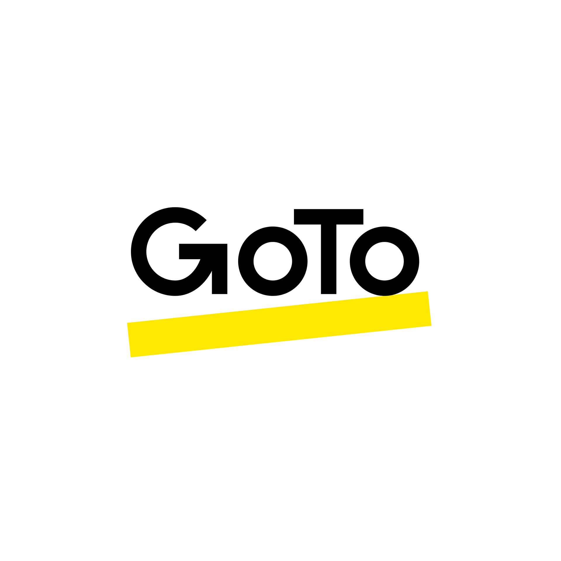 GoTo logo in black text with a yellow underline on a white background
