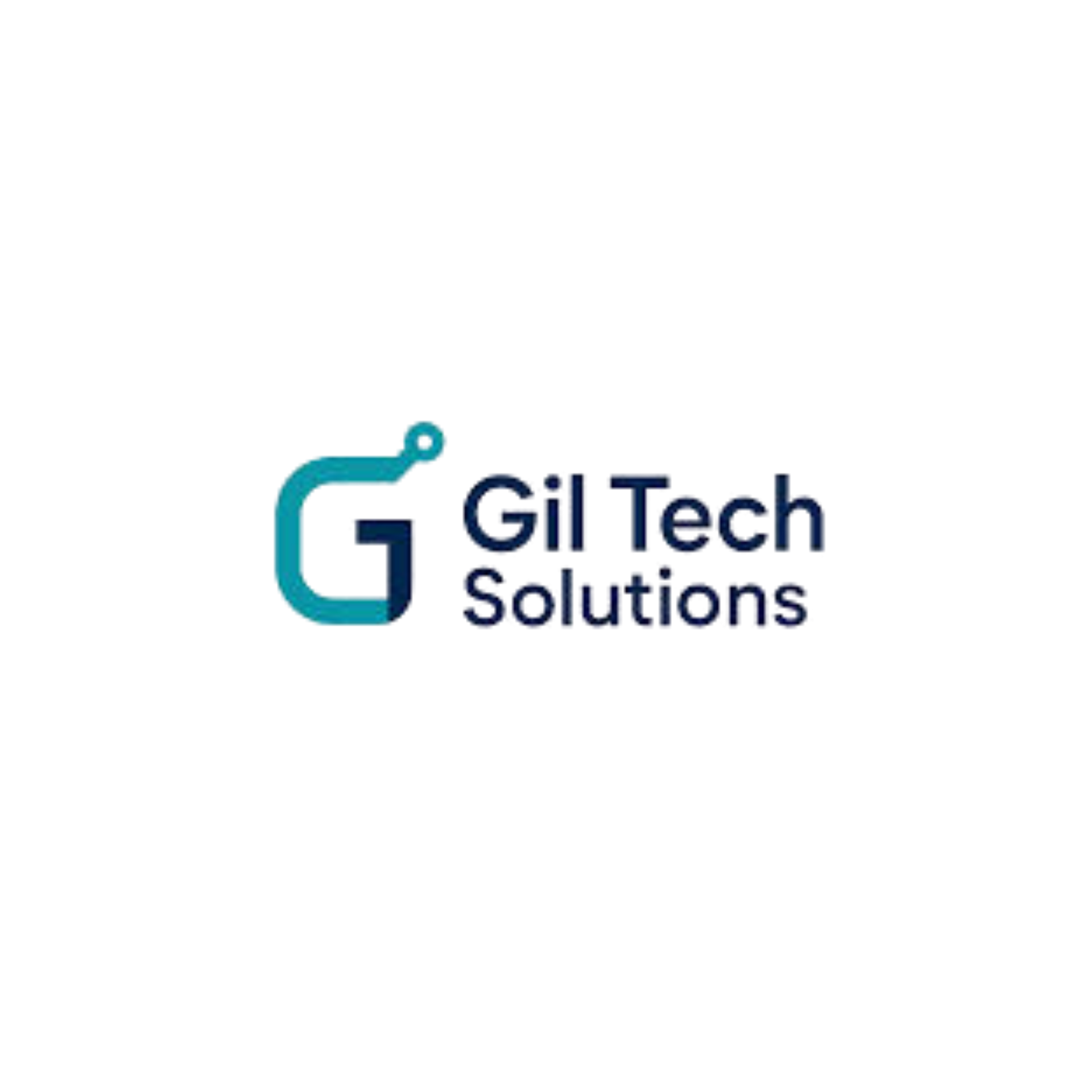 Gil Tech Solutions logo in teal and navy on a white background