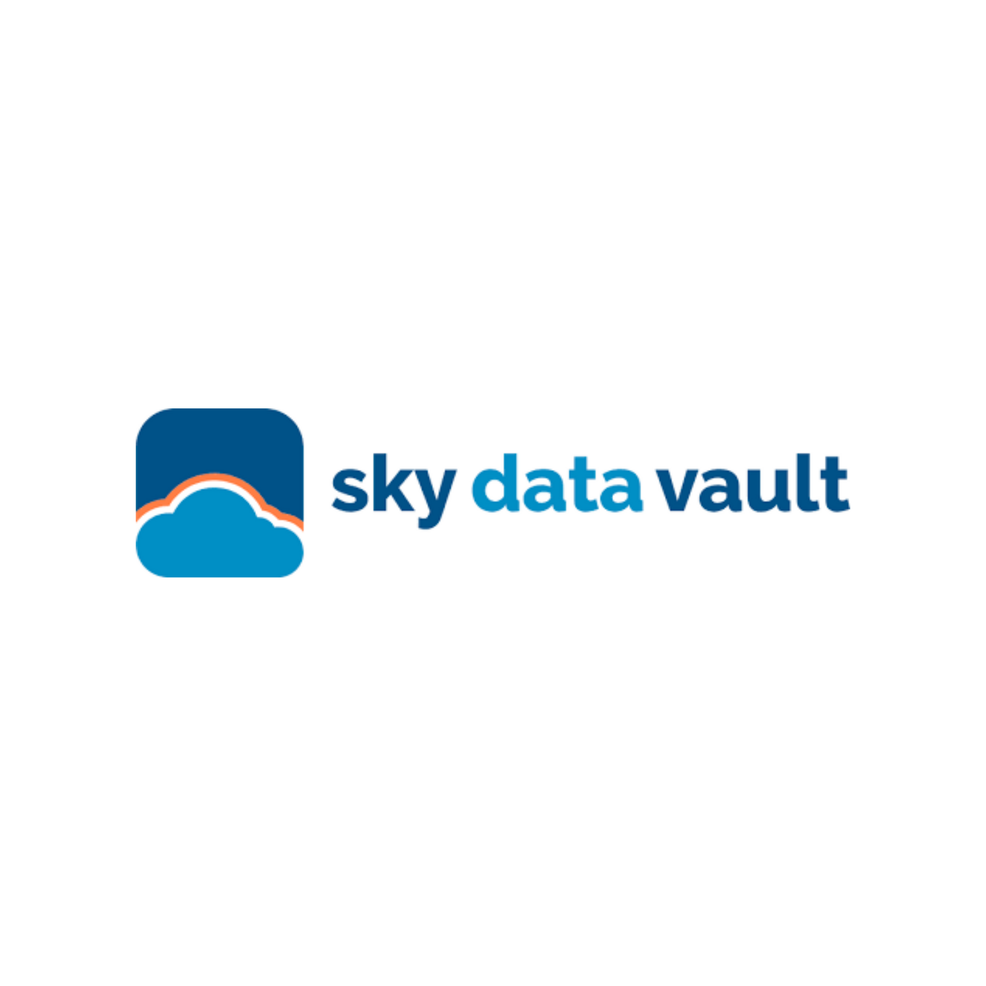 Sky Data Vault logo with blue cloud icon and blue text