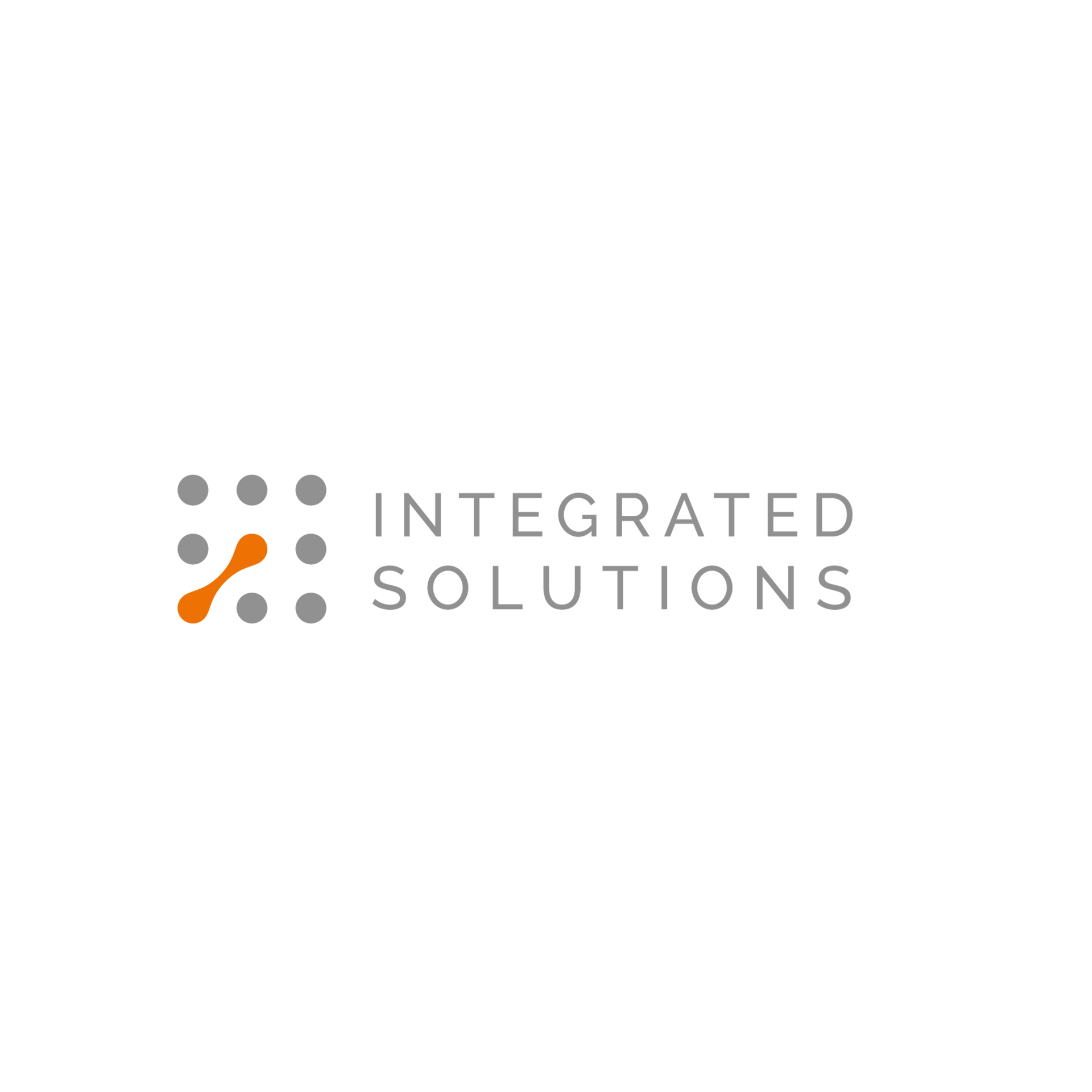 Integrated Solutions logo with gray dots and orange accent on a white background