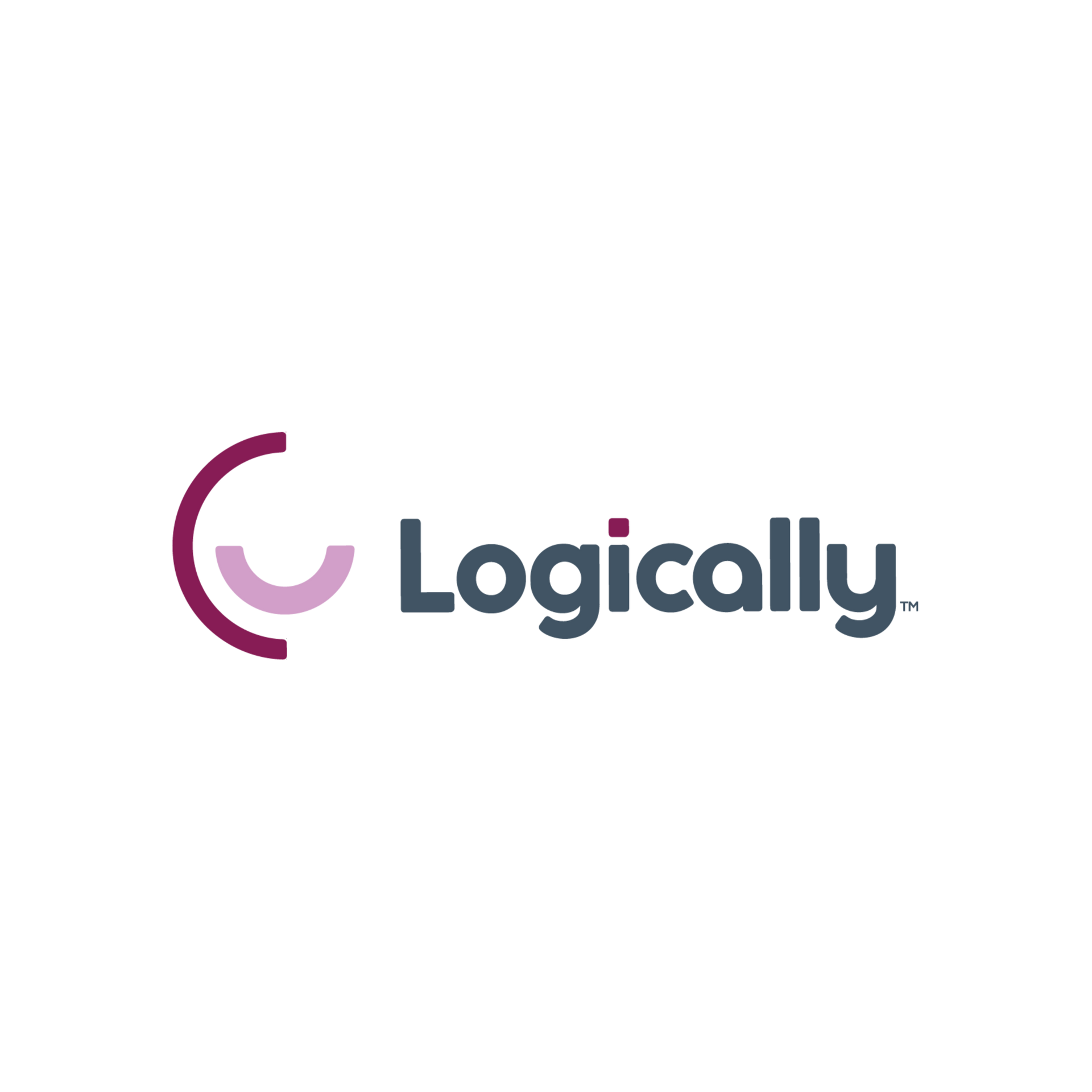 Logically logo in dark gray and purple on a white background