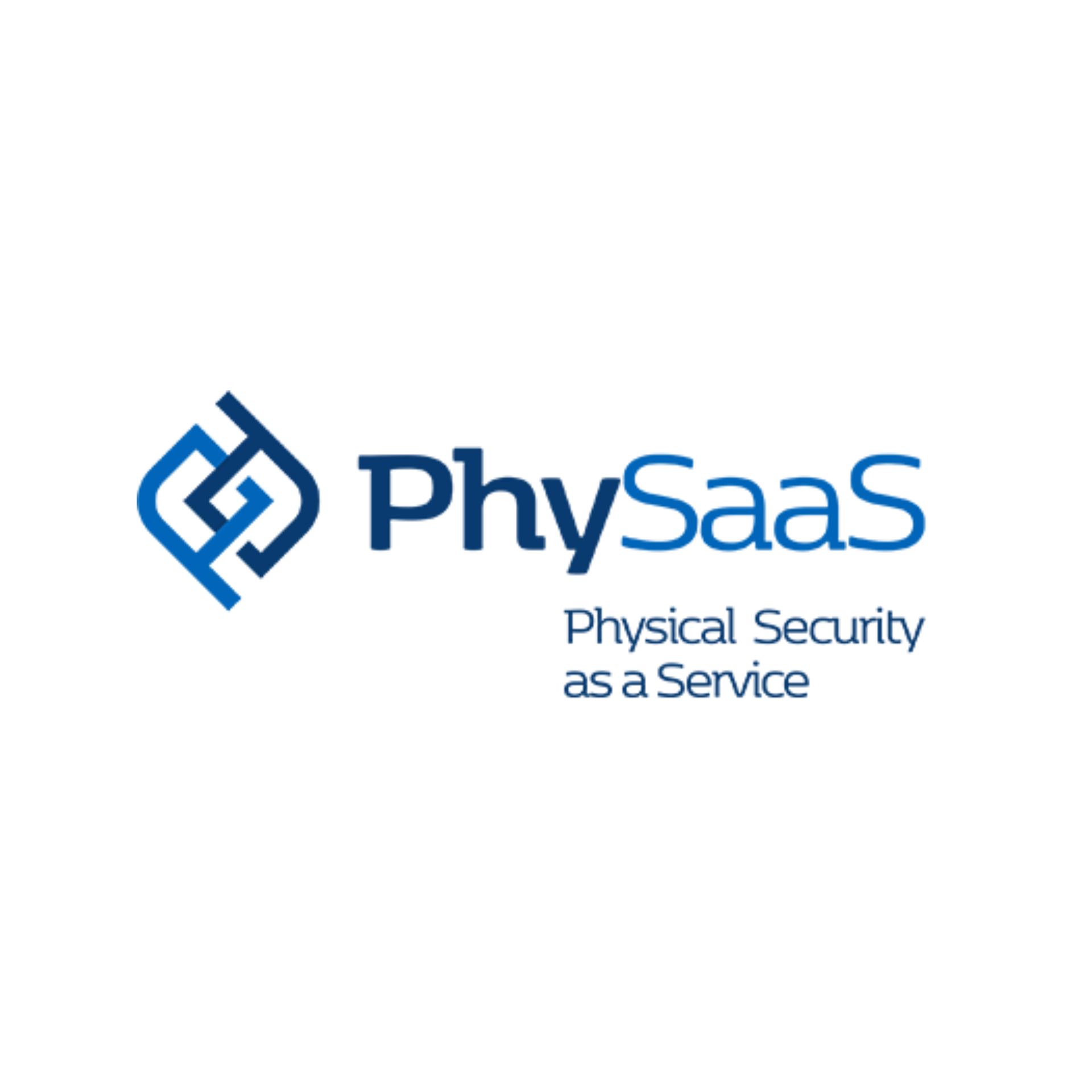 PhySaaS logo with blue geometric icon and text “Physical Security as a Service”