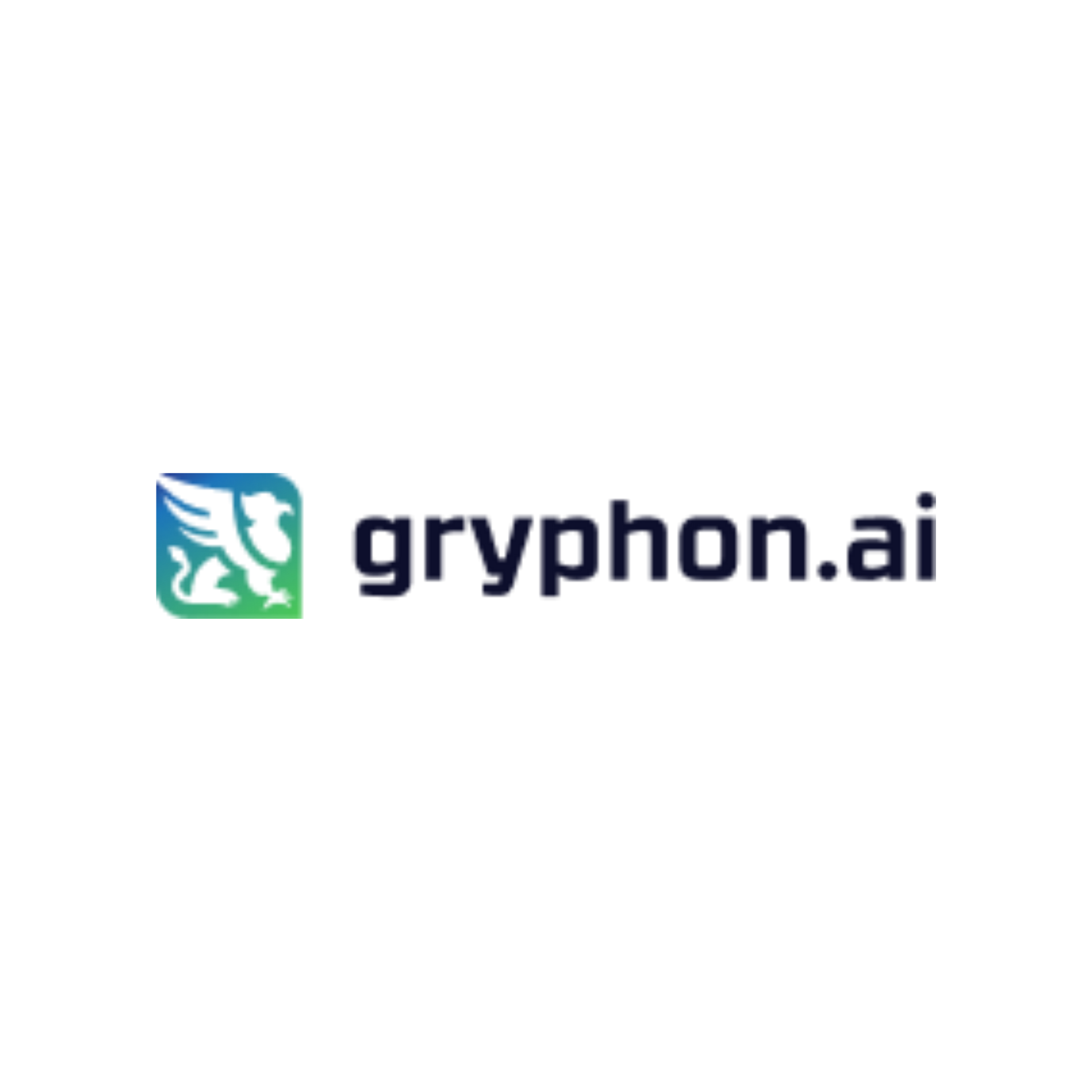 Grryphon.ai logo with blue and green griffin icon and dark gray text on white background
