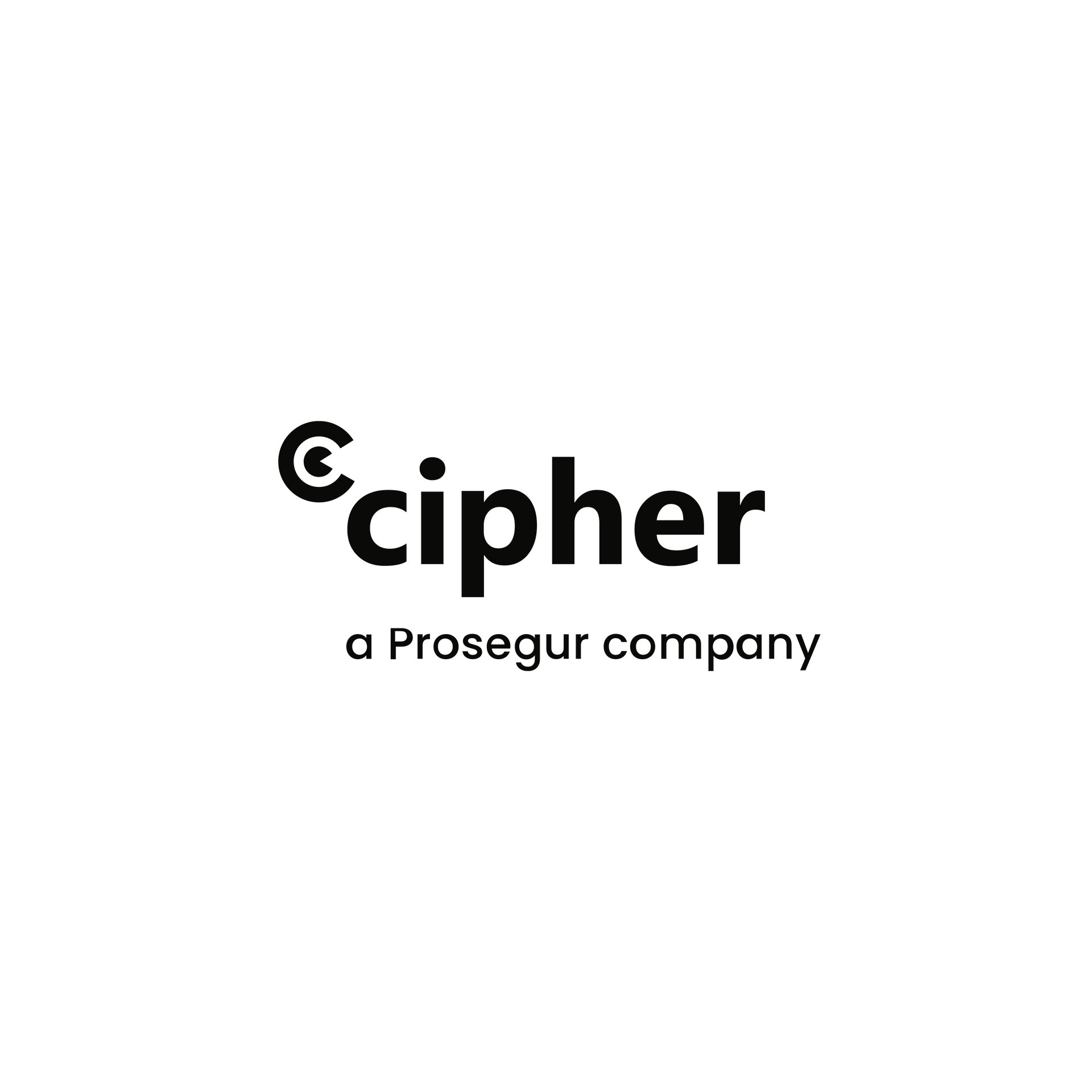 Cipher logo with black text and “a Prosegur company” on a white background