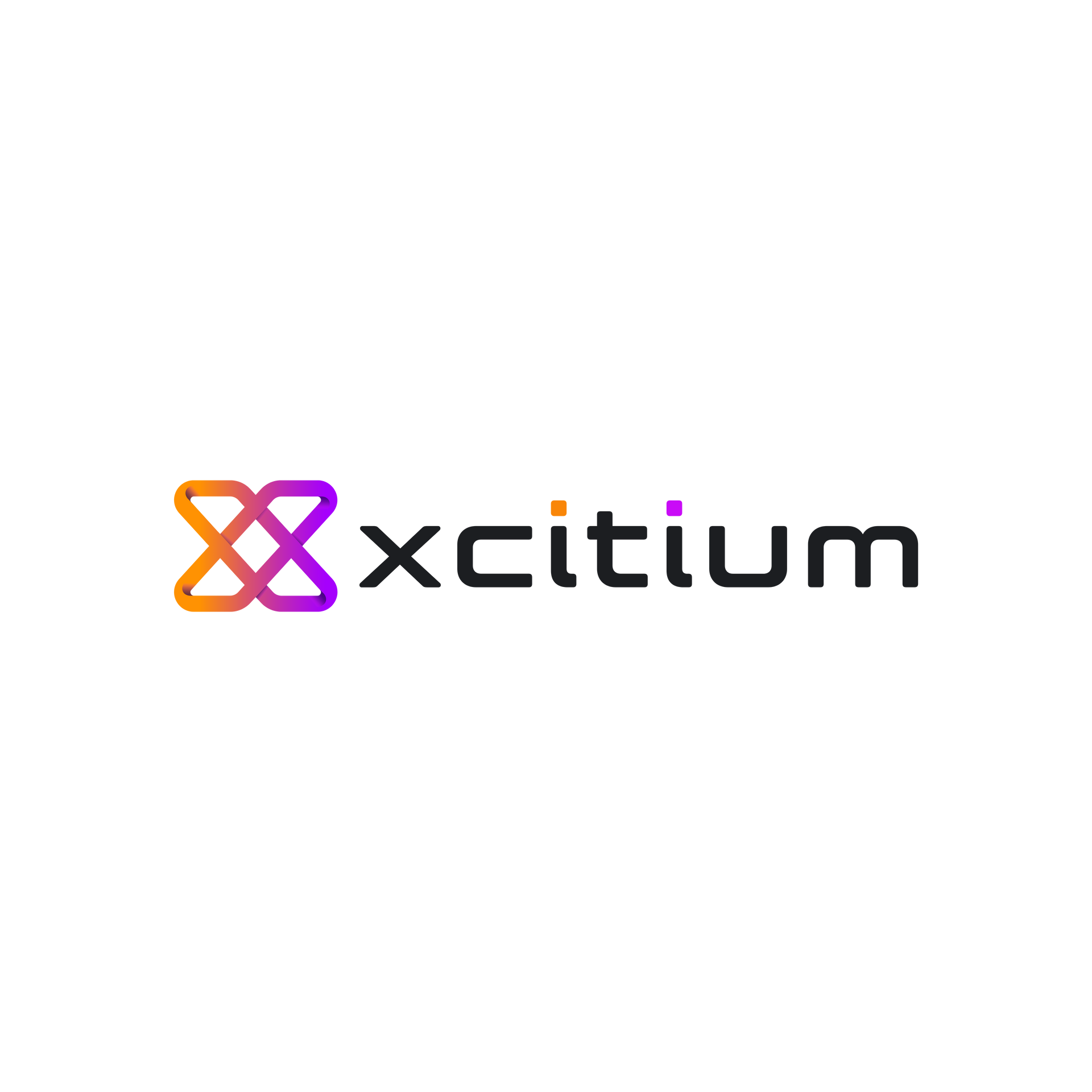 Xcitium logo with a multicolor orange and purple icon on a white background