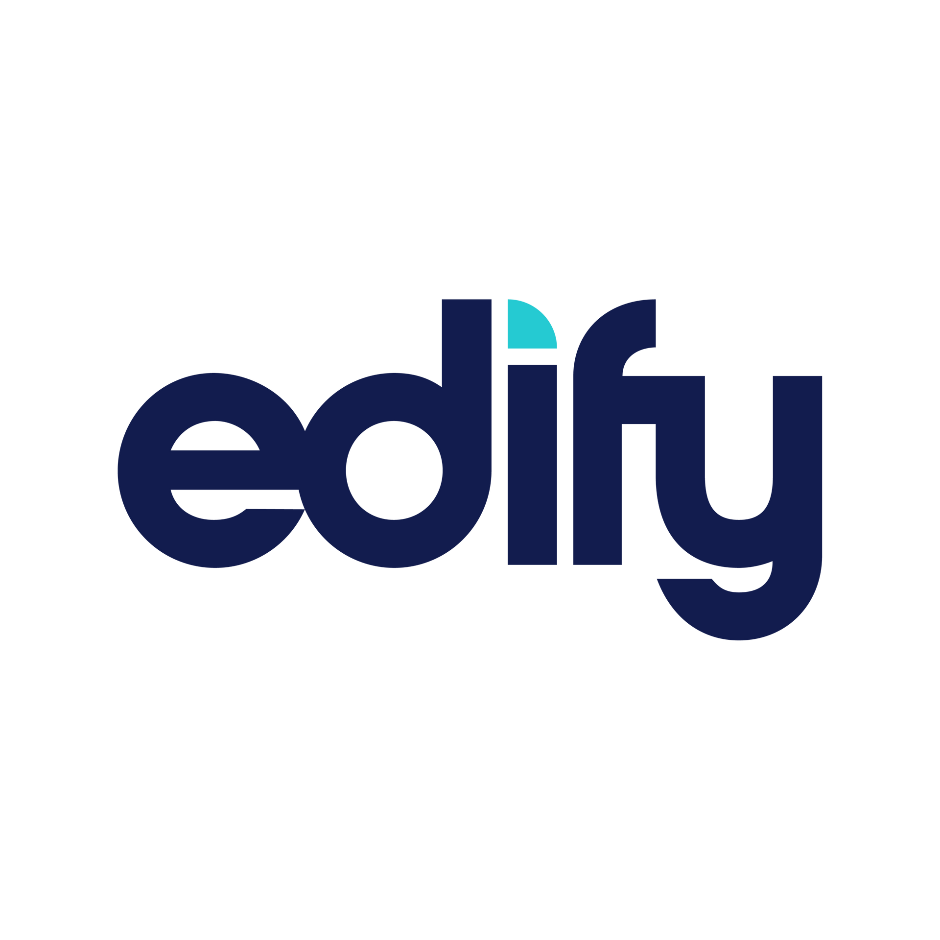 Edify logo in dark blue and teal on a white background