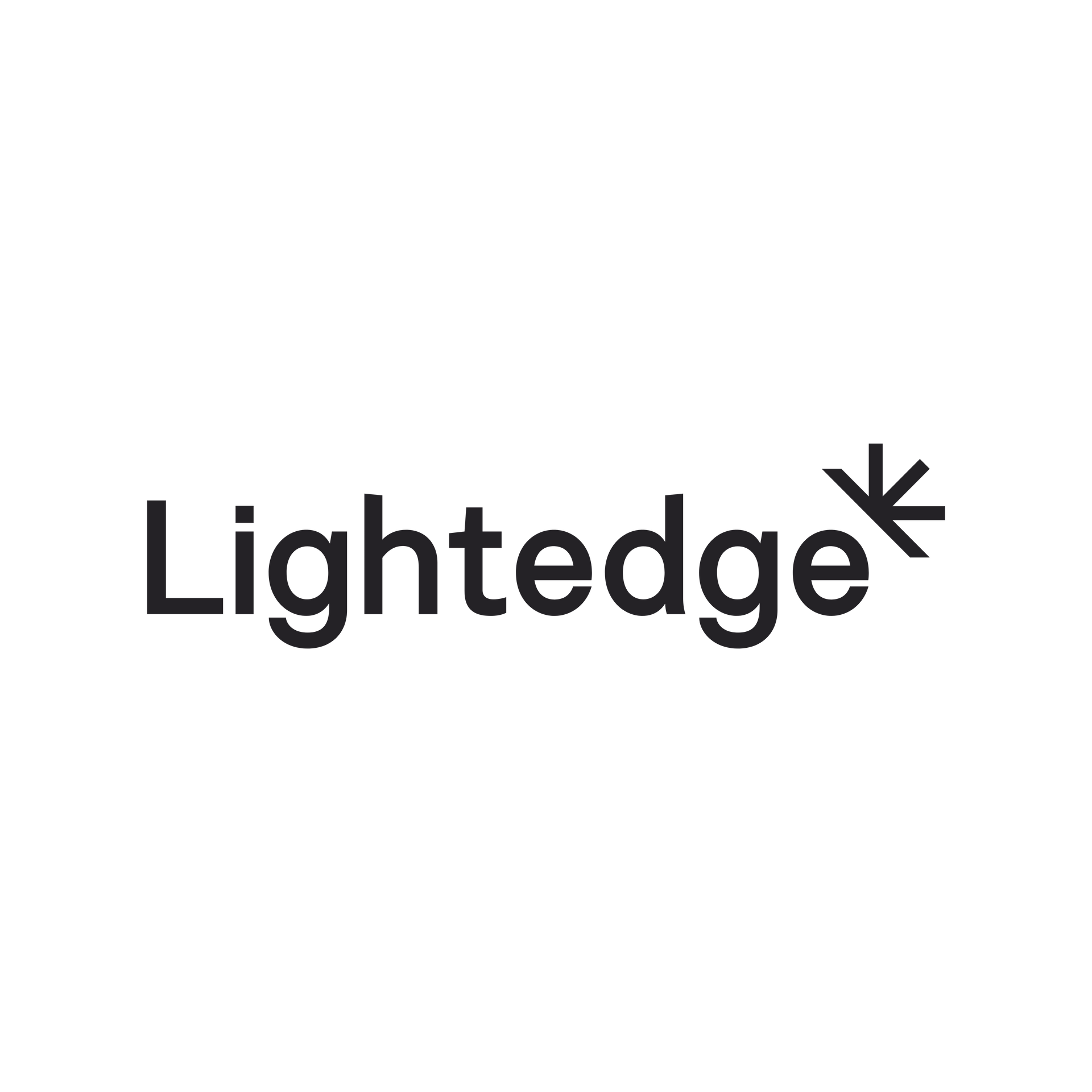 Lightedge logo in black text with a star-like mark