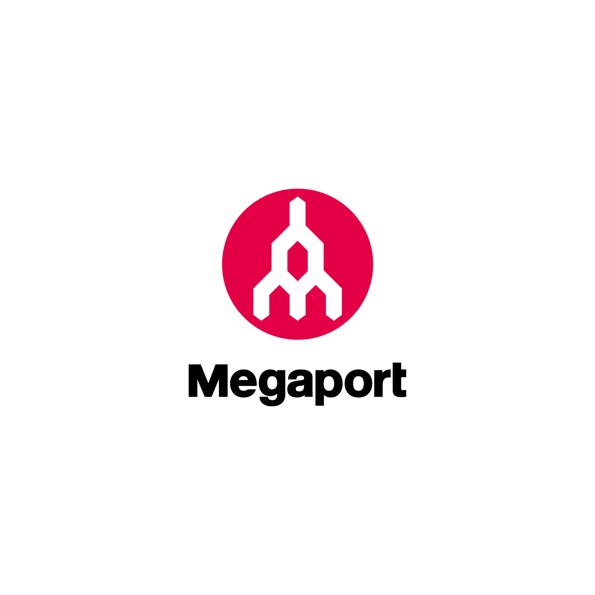 Megaport logo with a pink circle icon above black text on a white background