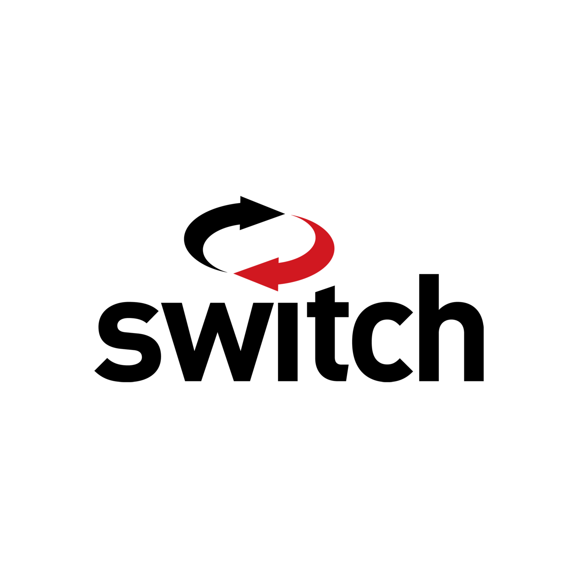 Switch logo with black and red circular arrows above the word “switch”